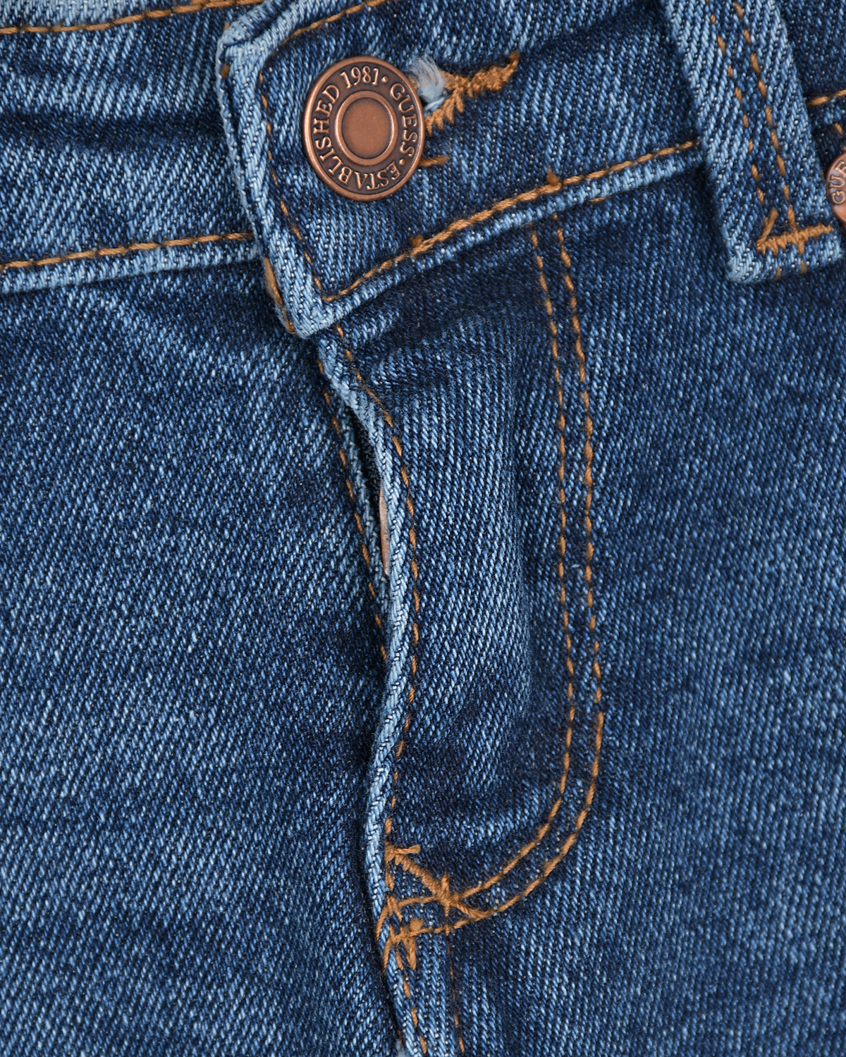 Прямые синие джинсы с разрезами Guess детские, размер 122, цвет синий - фото 3