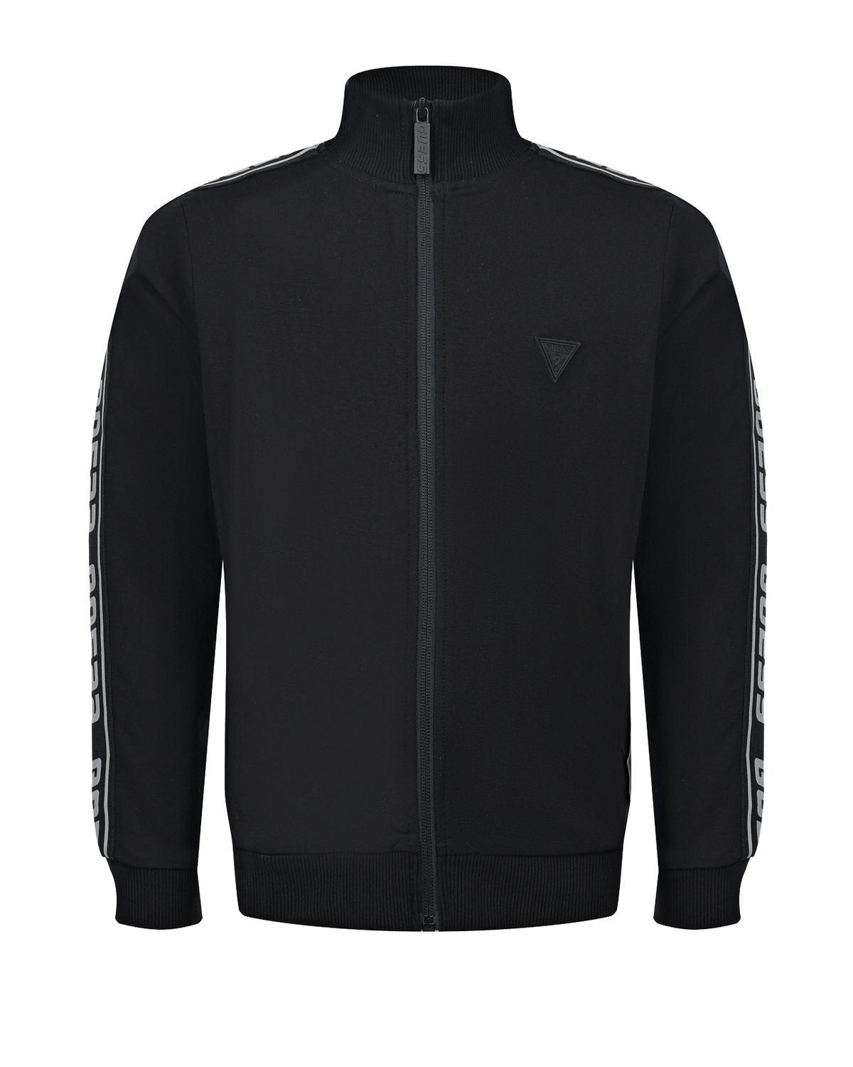 Черная спортивная куртка с лампасами Guess детская, размер 128, цвет черный - фото 1
