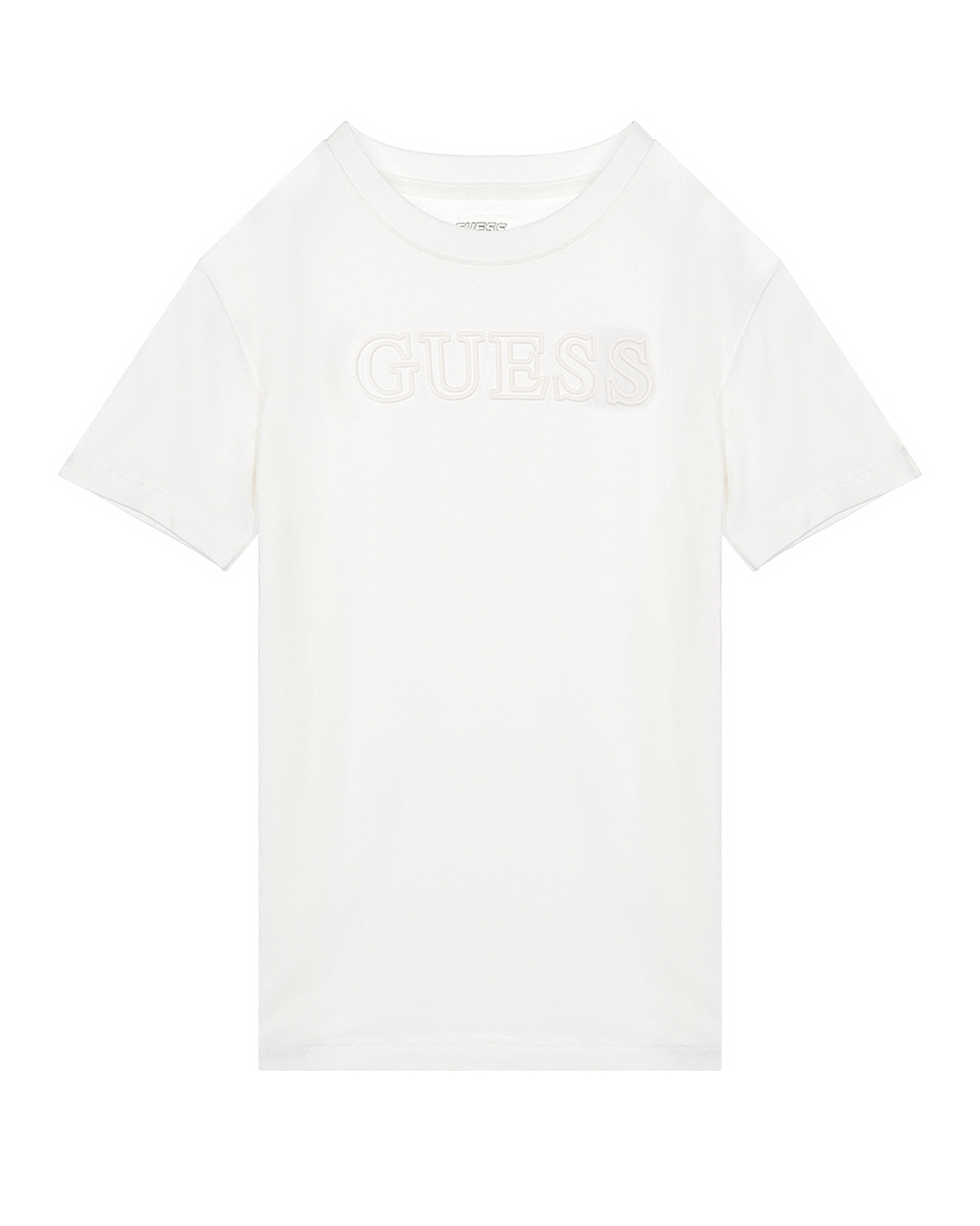 Белая футболка с объемным лого Guess детская, размер 128, цвет бежевый - фото 1