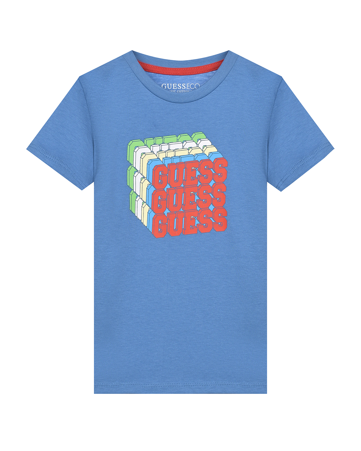 Синяя футболка с многослойным лого Guess детская, размер 92, цвет синий - фото 1