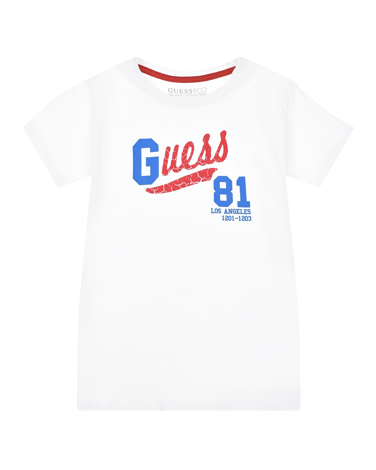 Белая футболка с красно-синим лого Guess детская, размер 92, цвет белый - фото 1