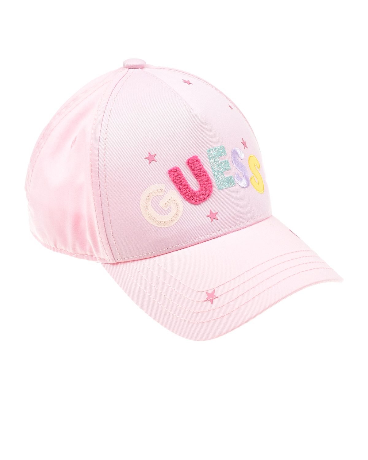 Розовая кепка с разноцветным лого Guess детская, размер unica