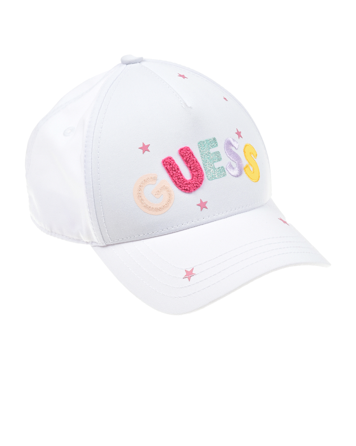 Белая кепка с разноцветным лого Guess детская, размер unica