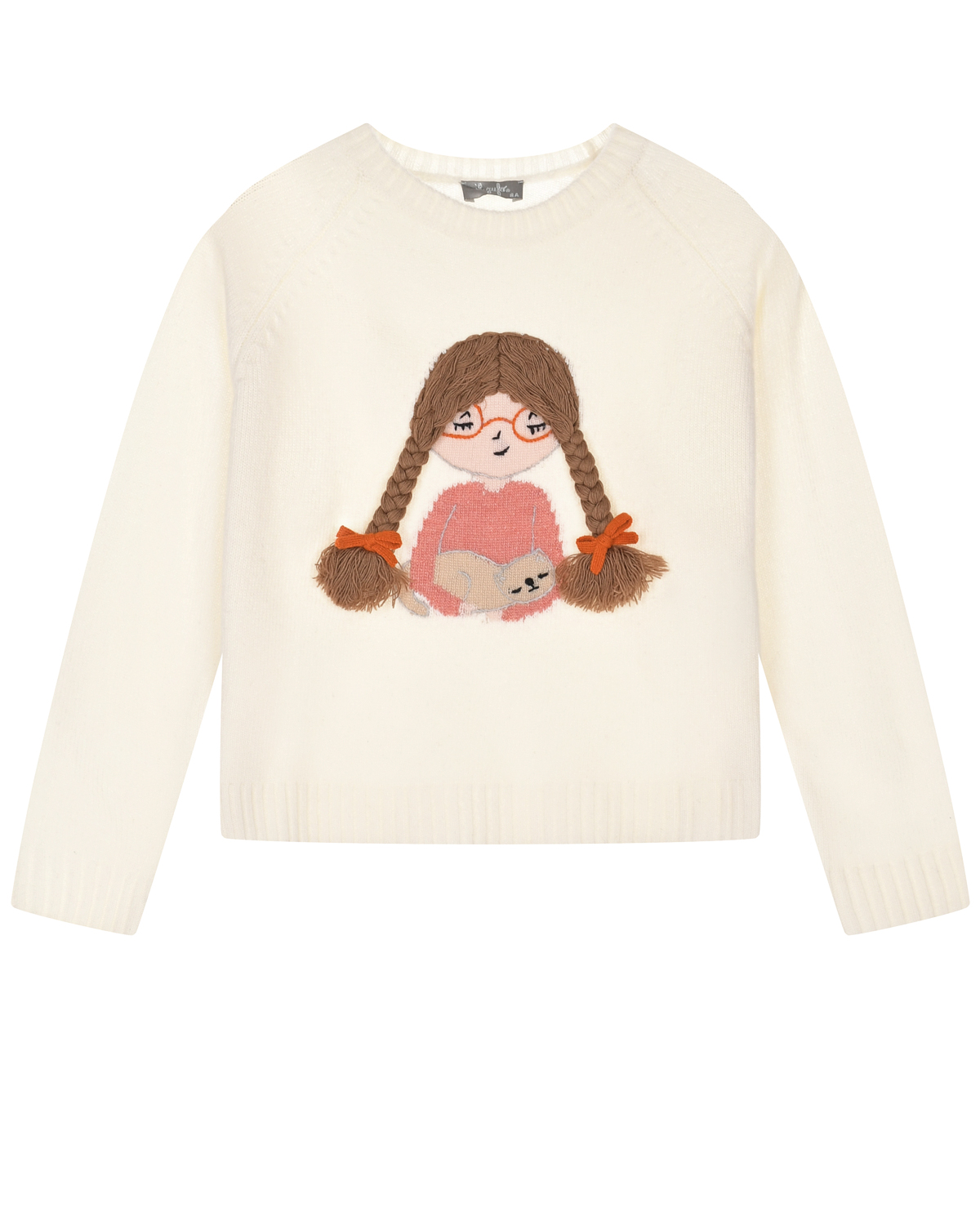 Джемпер кремового цвета с декором "девочка" IL Gufo детский, размер 104 - фото 1