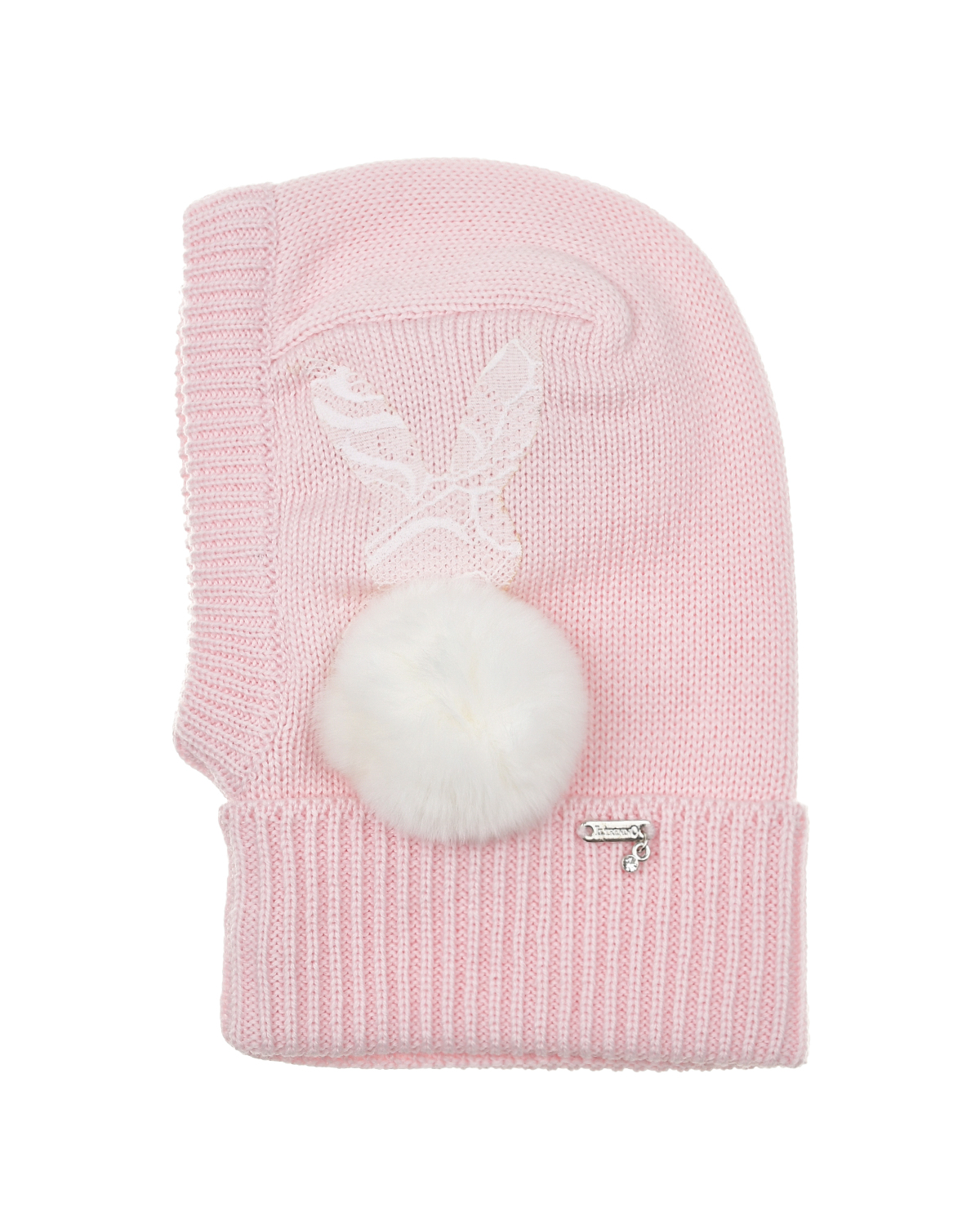 Розовая шапка-шлем с декором "заяц" Il Trenino детская, размер 53, цвет розовый