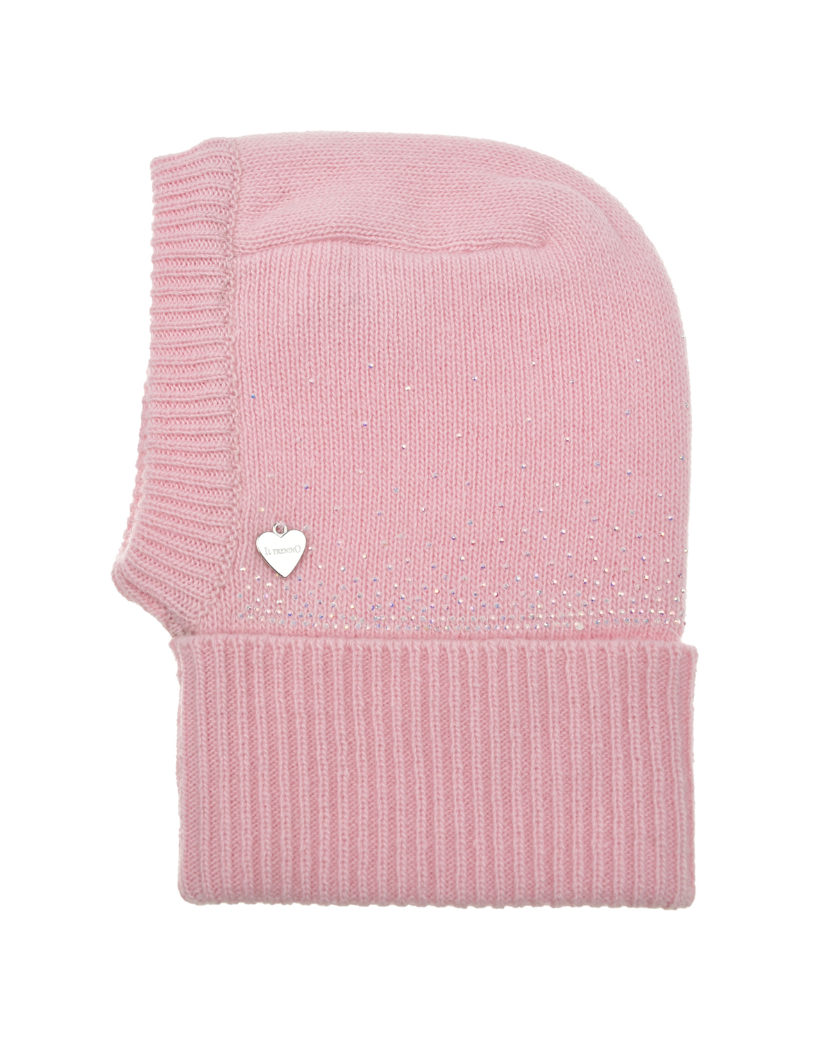 Розовая шапка-шлем из шерсти и кашемира Il Trenino детская, размер 55, цвет розовый