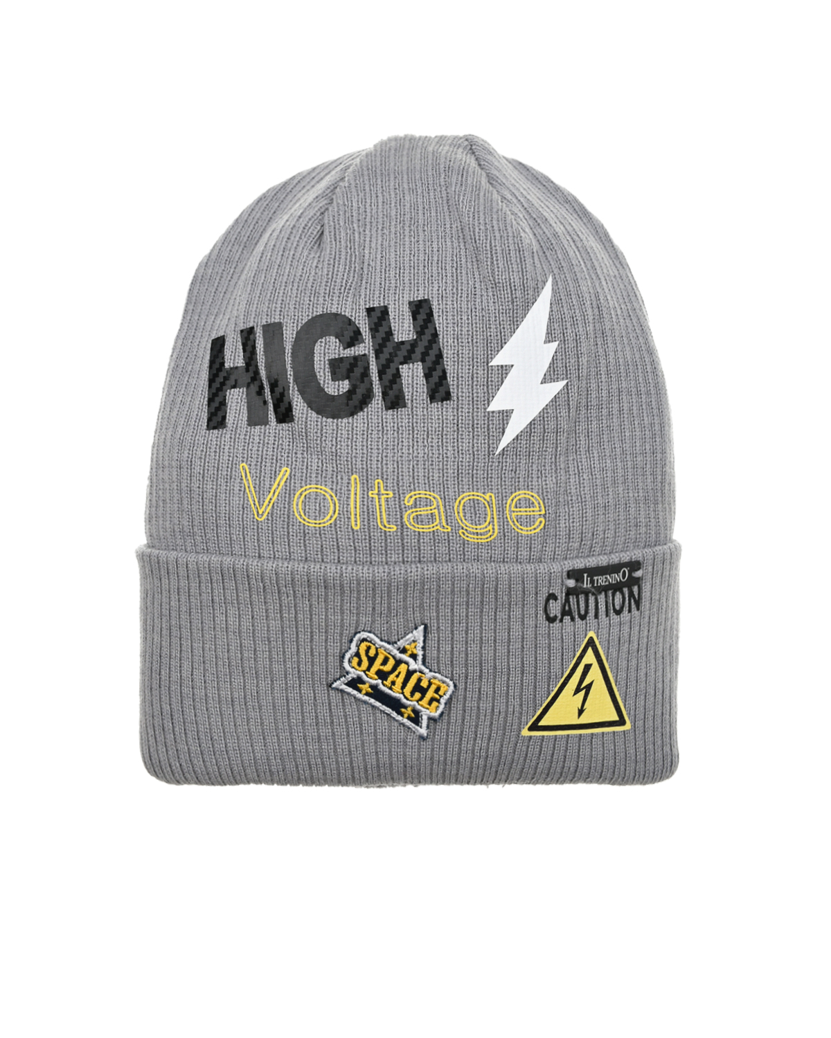Серая шапка с принтом "High voltage" Il Trenino детская