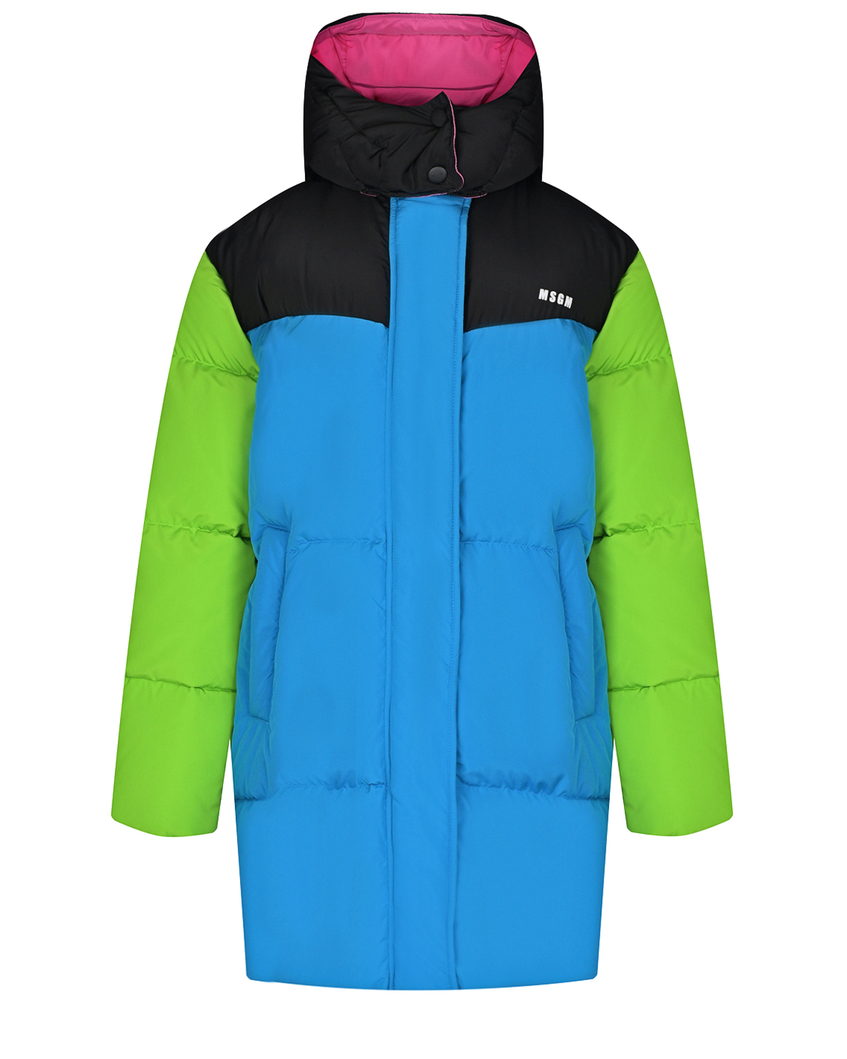 Куртка в стиле color block MSGM, размер 40, цвет голубой