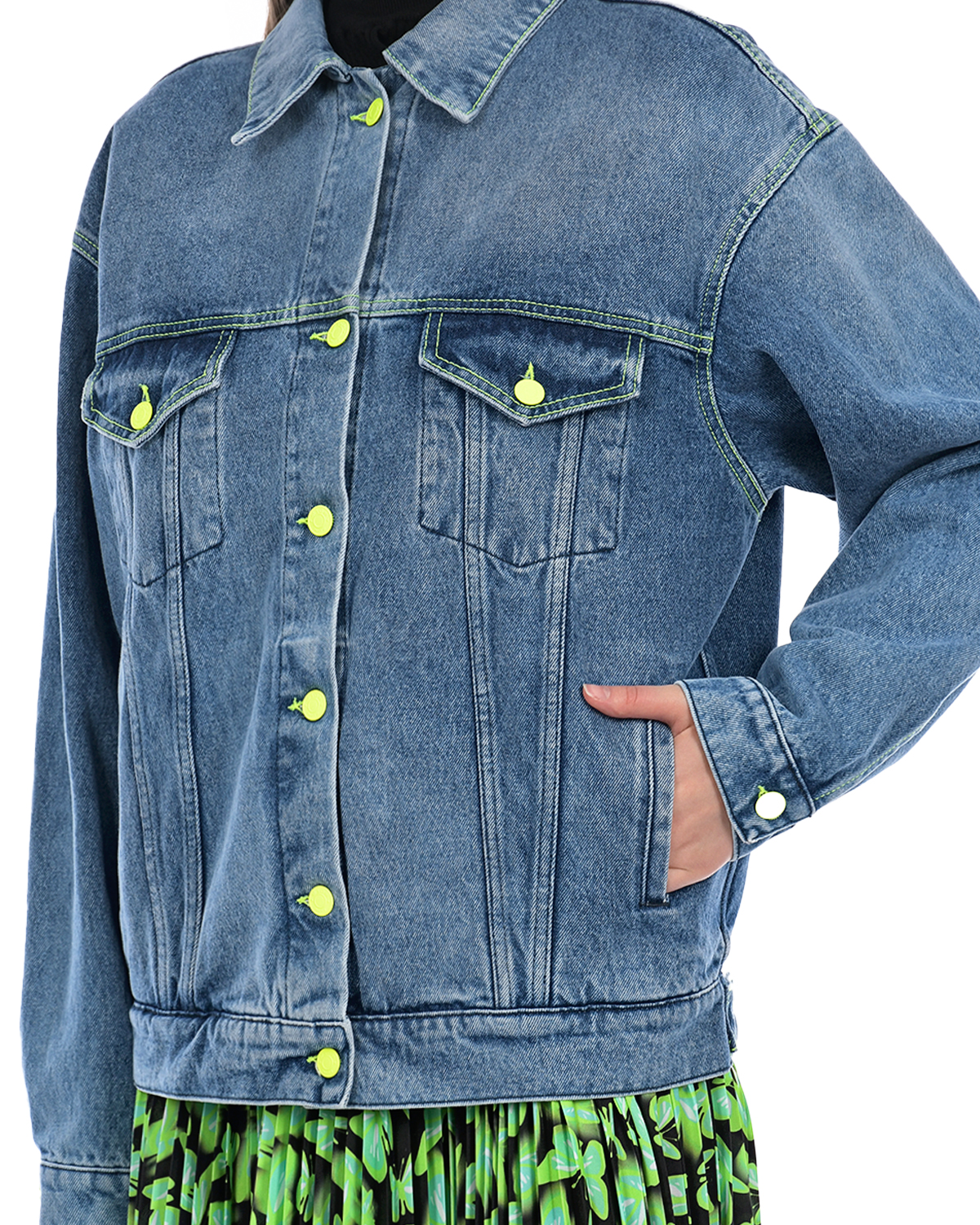 Голубая джинсовая куртка MSGM, размер 40, цвет голубой - фото 6