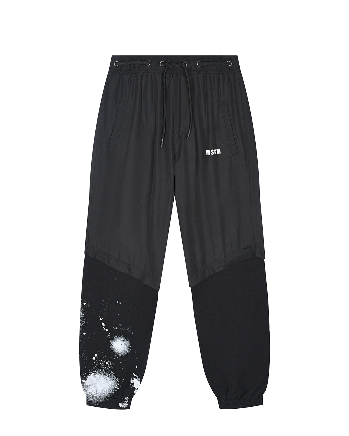 Черные спортивные брюки с белым принтом MSGM детские, размер 128, цвет черный