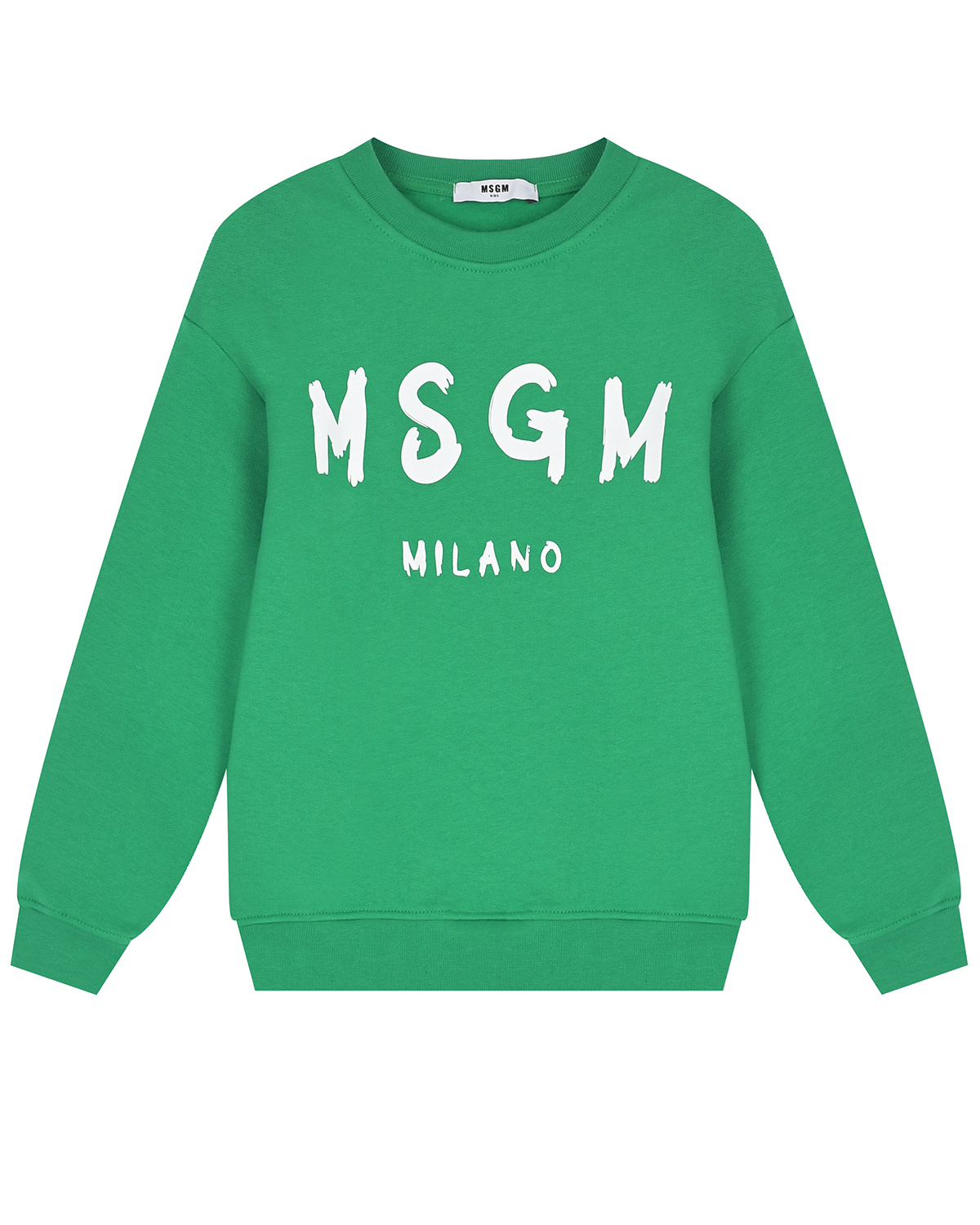 Зеленый свитшот с белым лого MSGM детский, размер 128 - фото 1