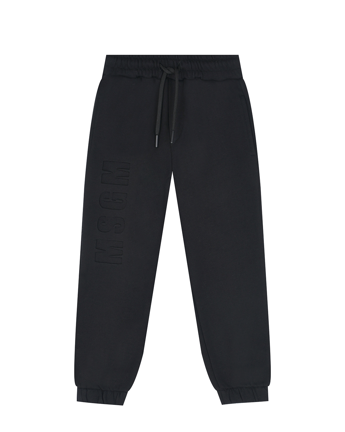 Черные спортивные брюки с лого в тон MSGM детские, размер 128, цвет черный - фото 1