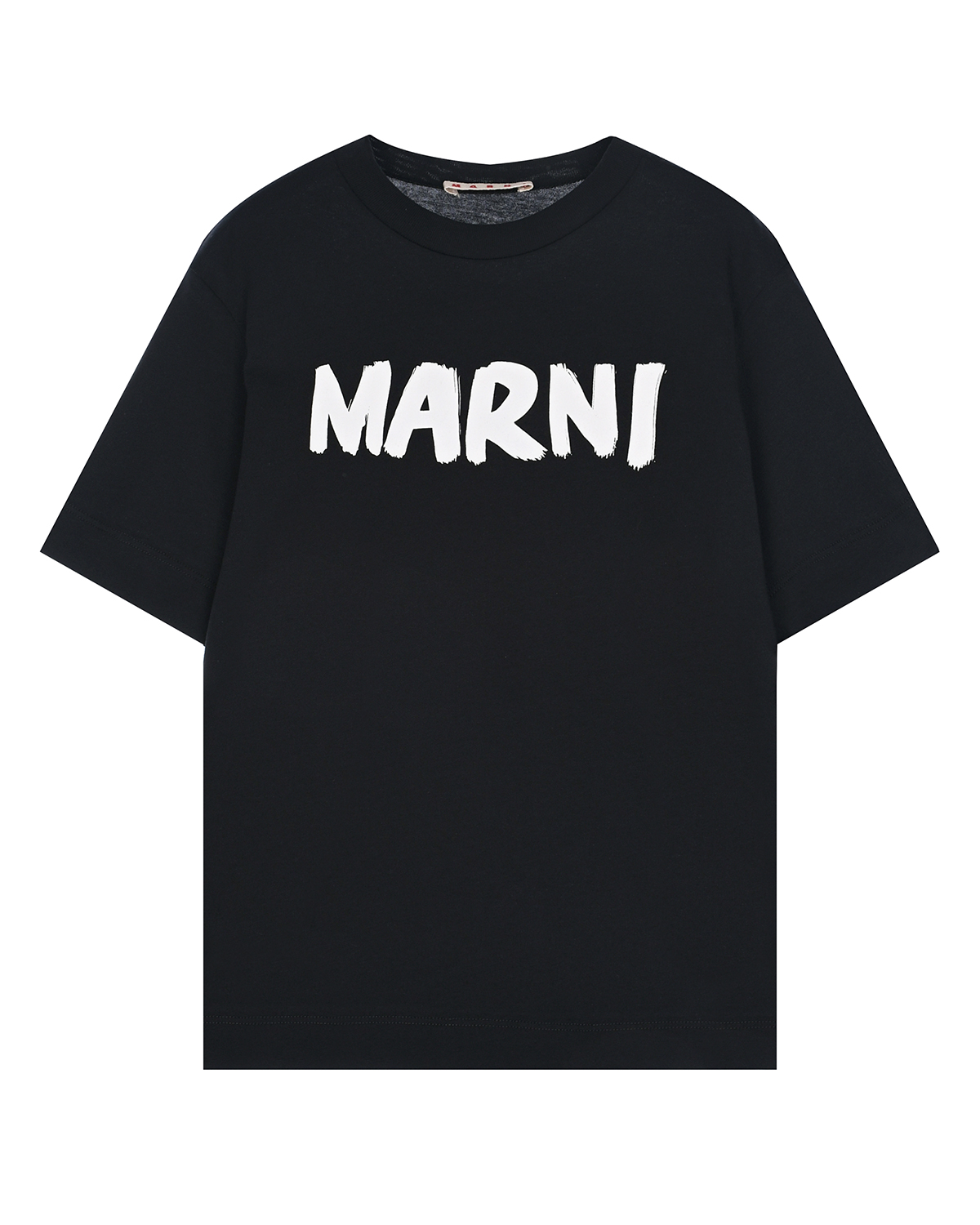 Черная футболка с белым лого MARNI детская, размер 128, цвет черный - фото 1