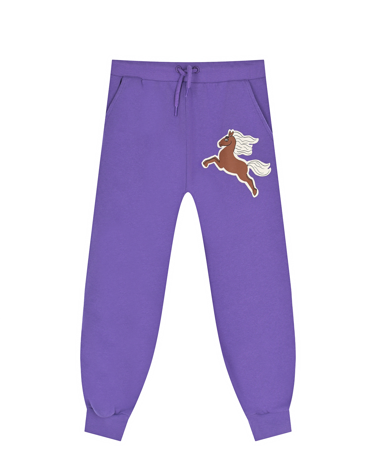 Фиолетовые брюки с принтом "лошадь" Mini Rodini детские, размер 92, цвет фиолетовый - фото 1