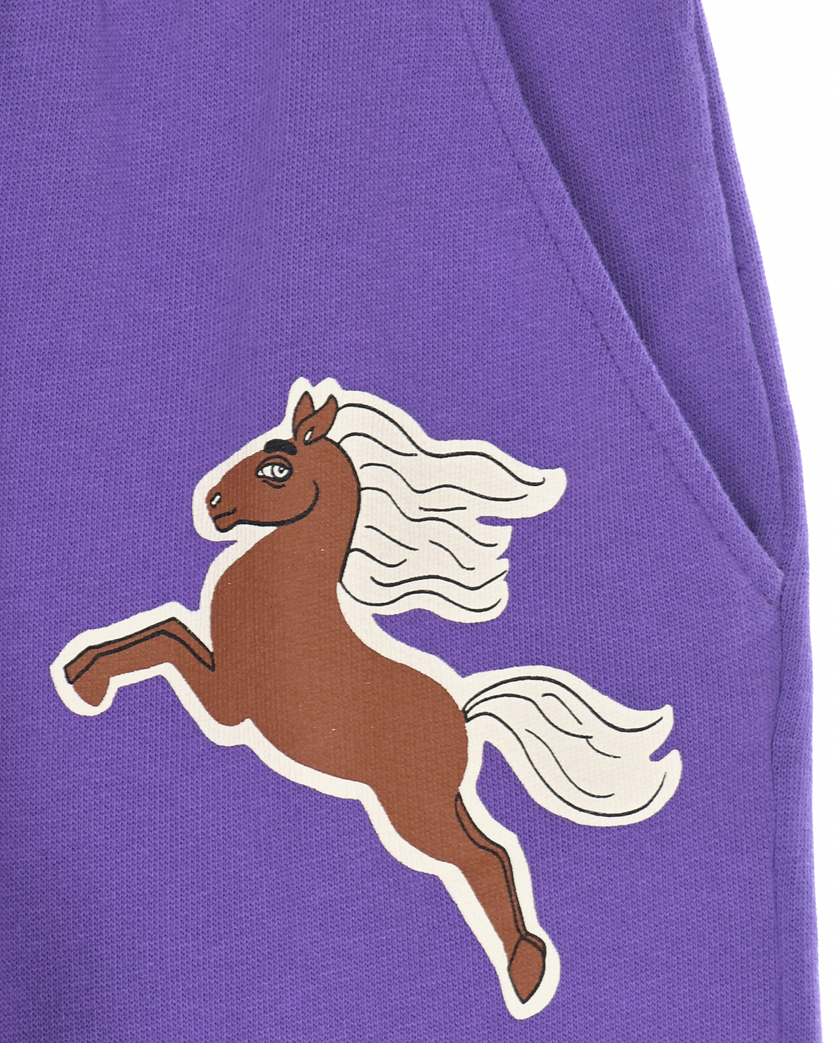 Фиолетовые брюки с принтом "лошадь" Mini Rodini детские, размер 92, цвет фиолетовый - фото 3
