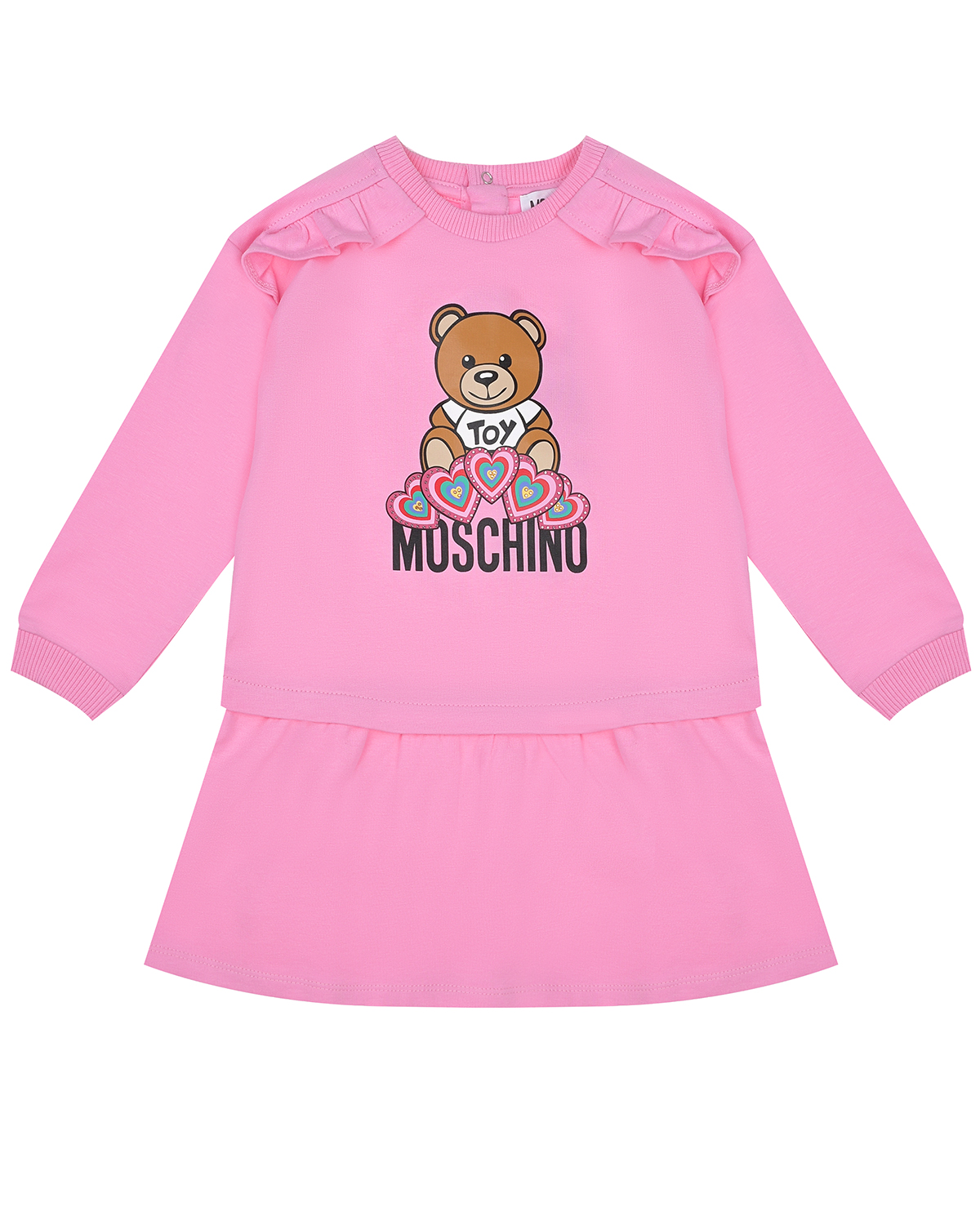 Розовое платье с рюшами Moschino детское, размер 74, цвет розовый - фото 1