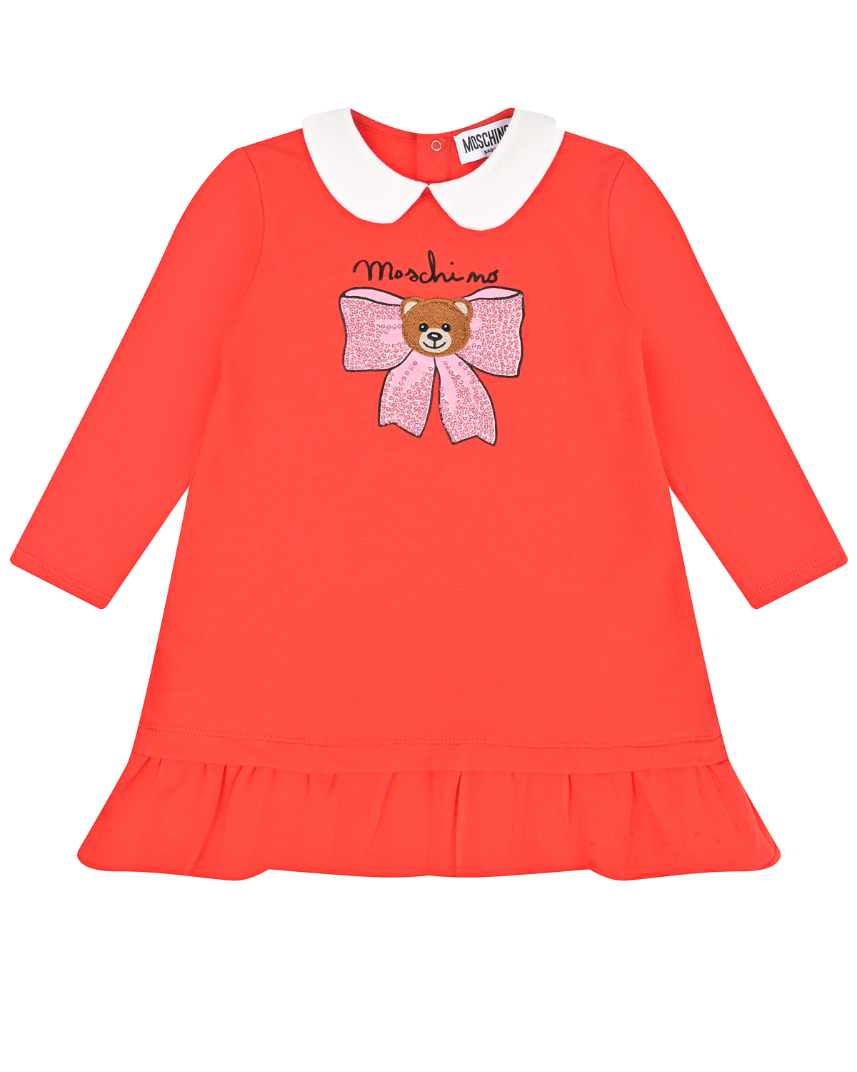 Красное платье с белым воротником Moschino детское, размер 80, цвет красный - фото 1
