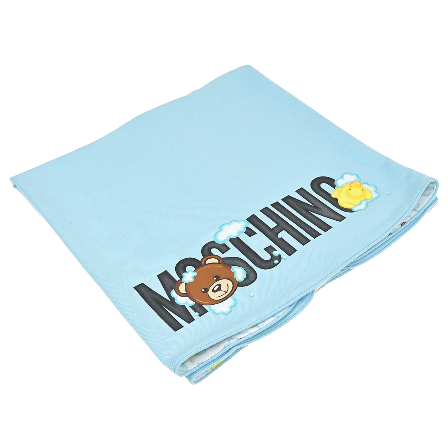 Голубое одеяло с принтом "медвежата", 71x71 см Moschino детское, размер unica, цвет голубой - фото 1