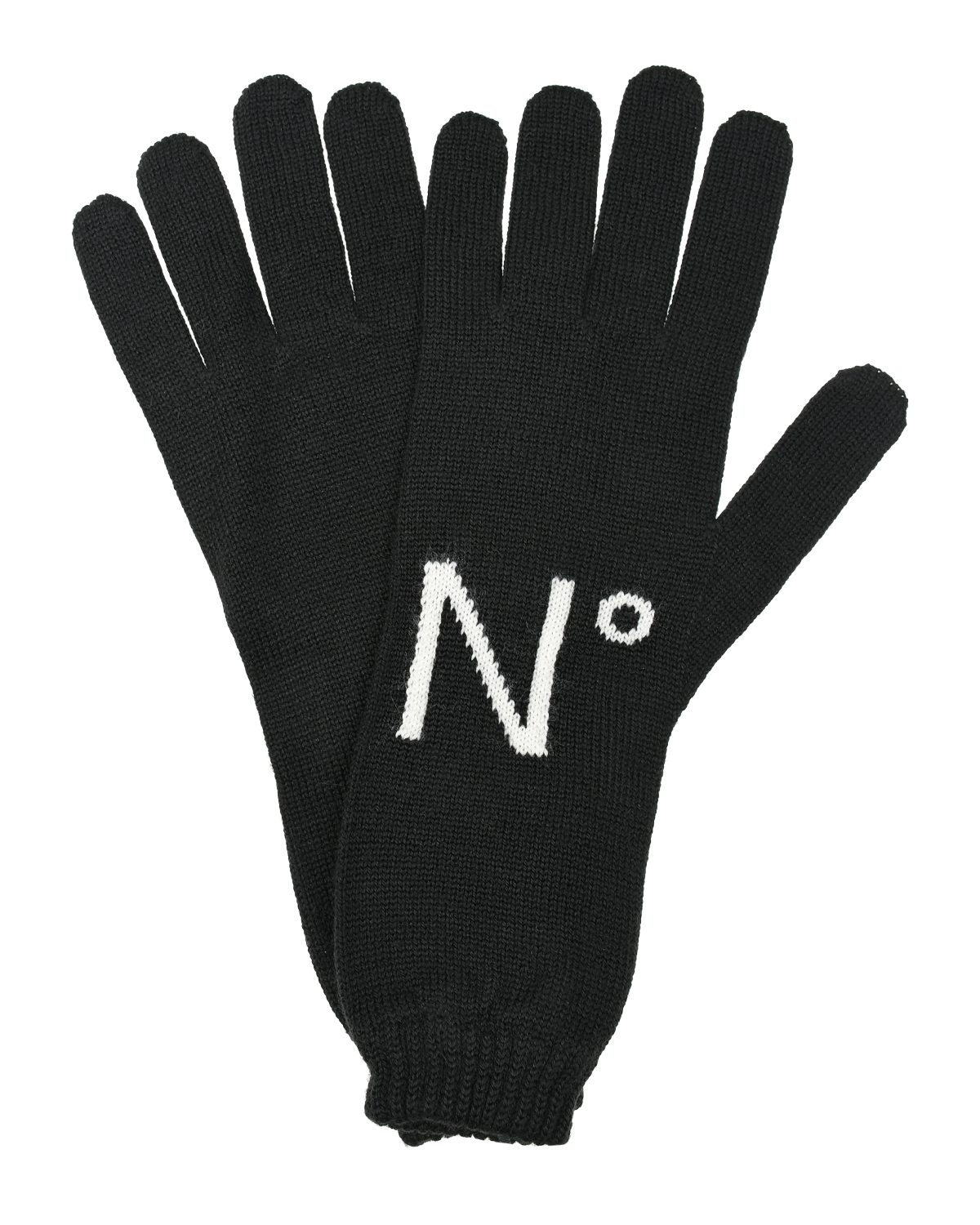 Черные перчатки с белым лого No. 21 детские
