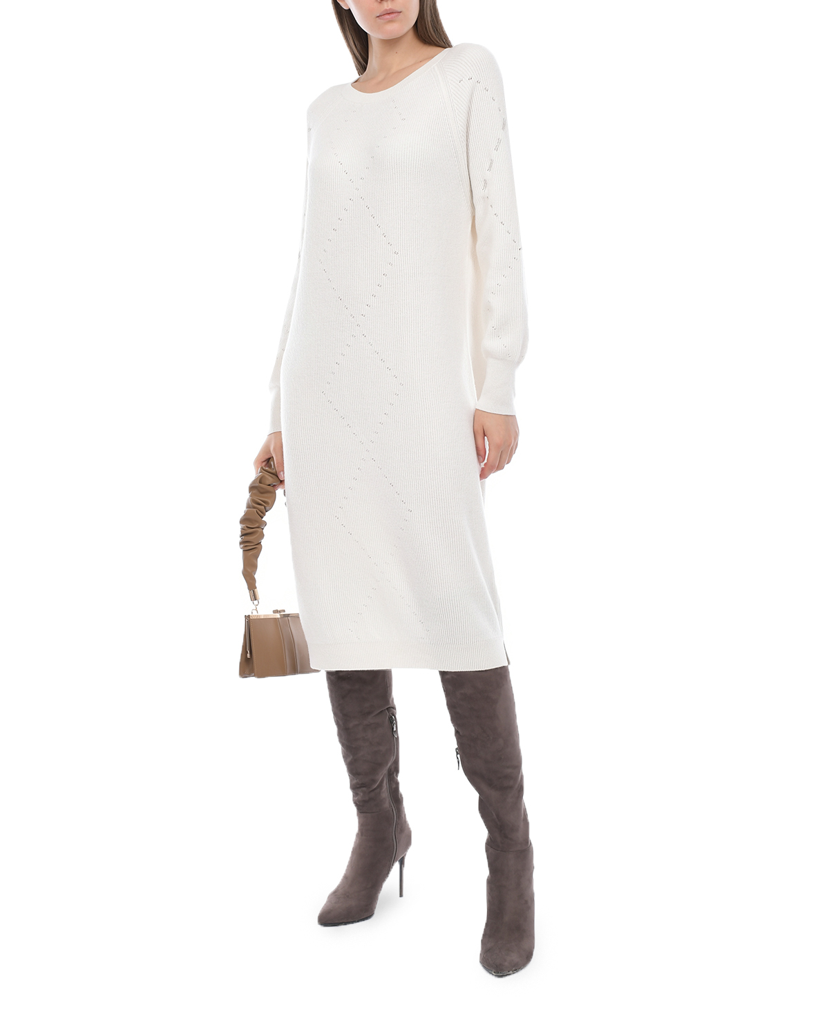 Платье из шерсти и шелка Panicale, размер 46, цвет кремовый - фото 2