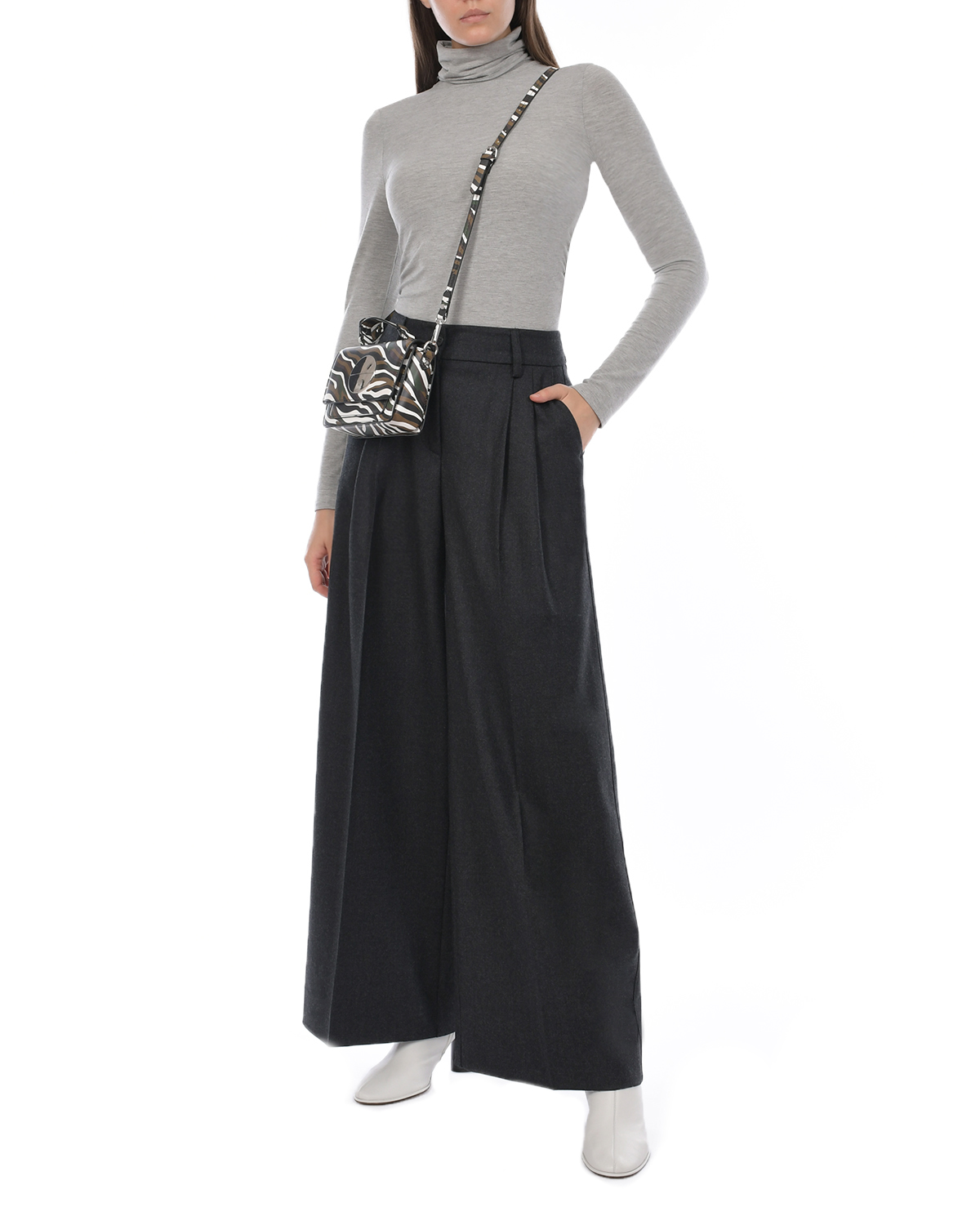 Серые шерстяные брюки палаццо Parosh, размер 42, цвет серый - фото 2