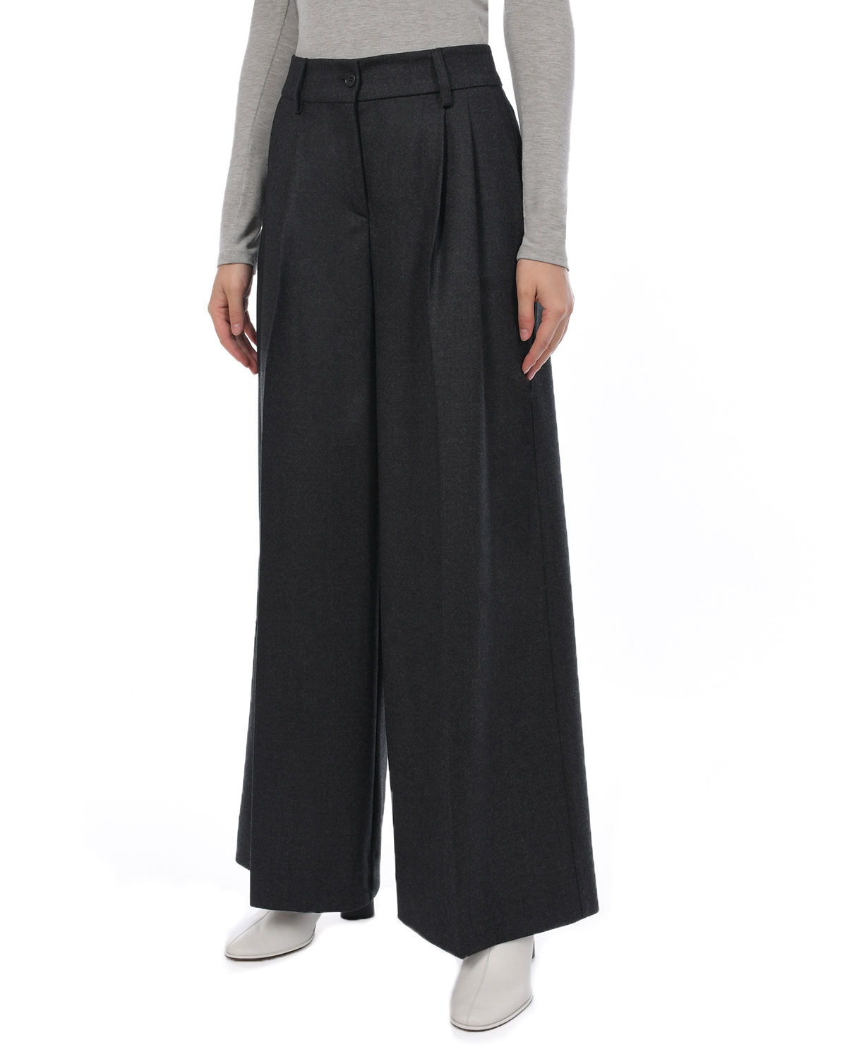Серые шерстяные брюки палаццо Parosh, размер 42, цвет серый - фото 5