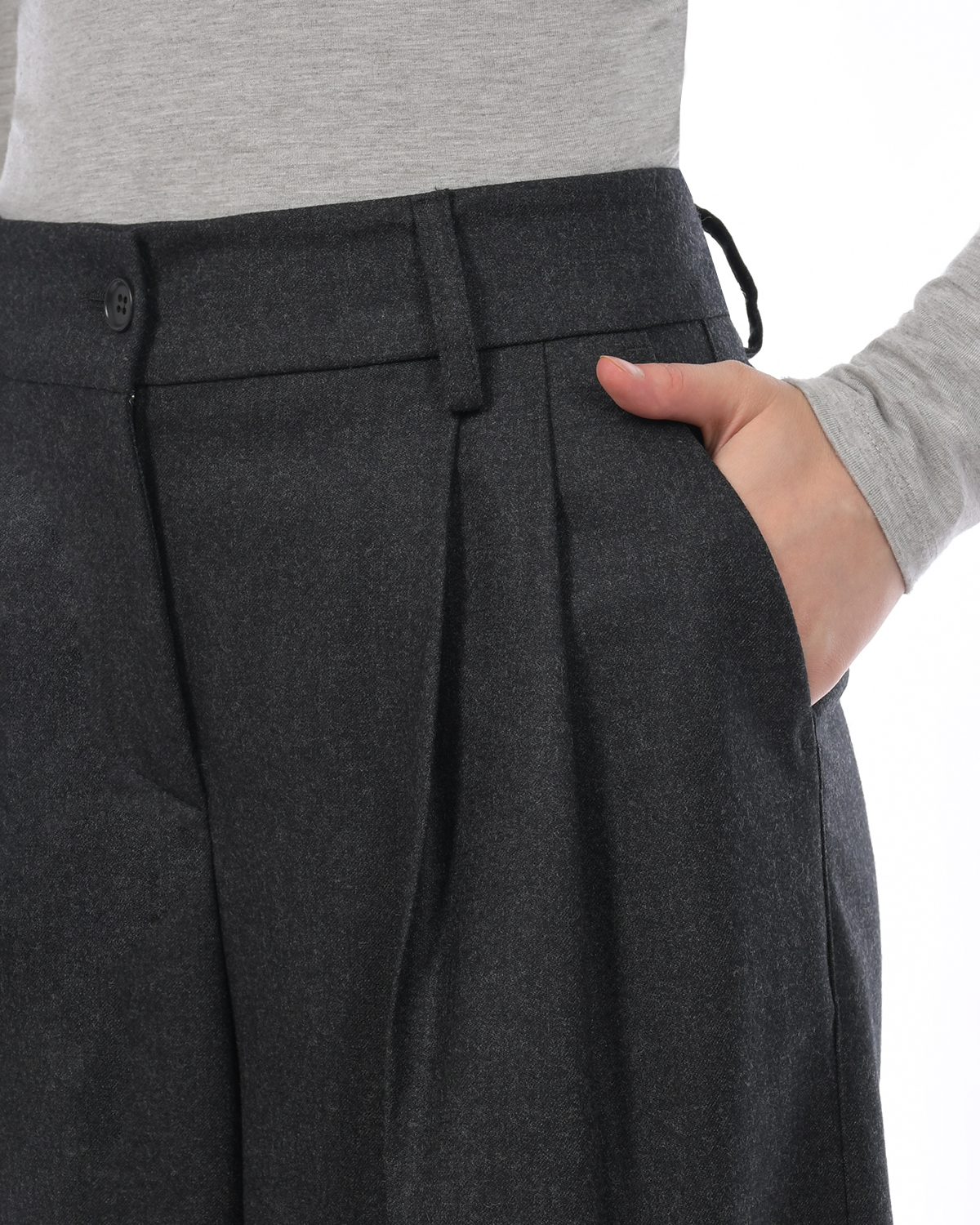 Серые шерстяные брюки палаццо Parosh, размер 42, цвет серый - фото 6