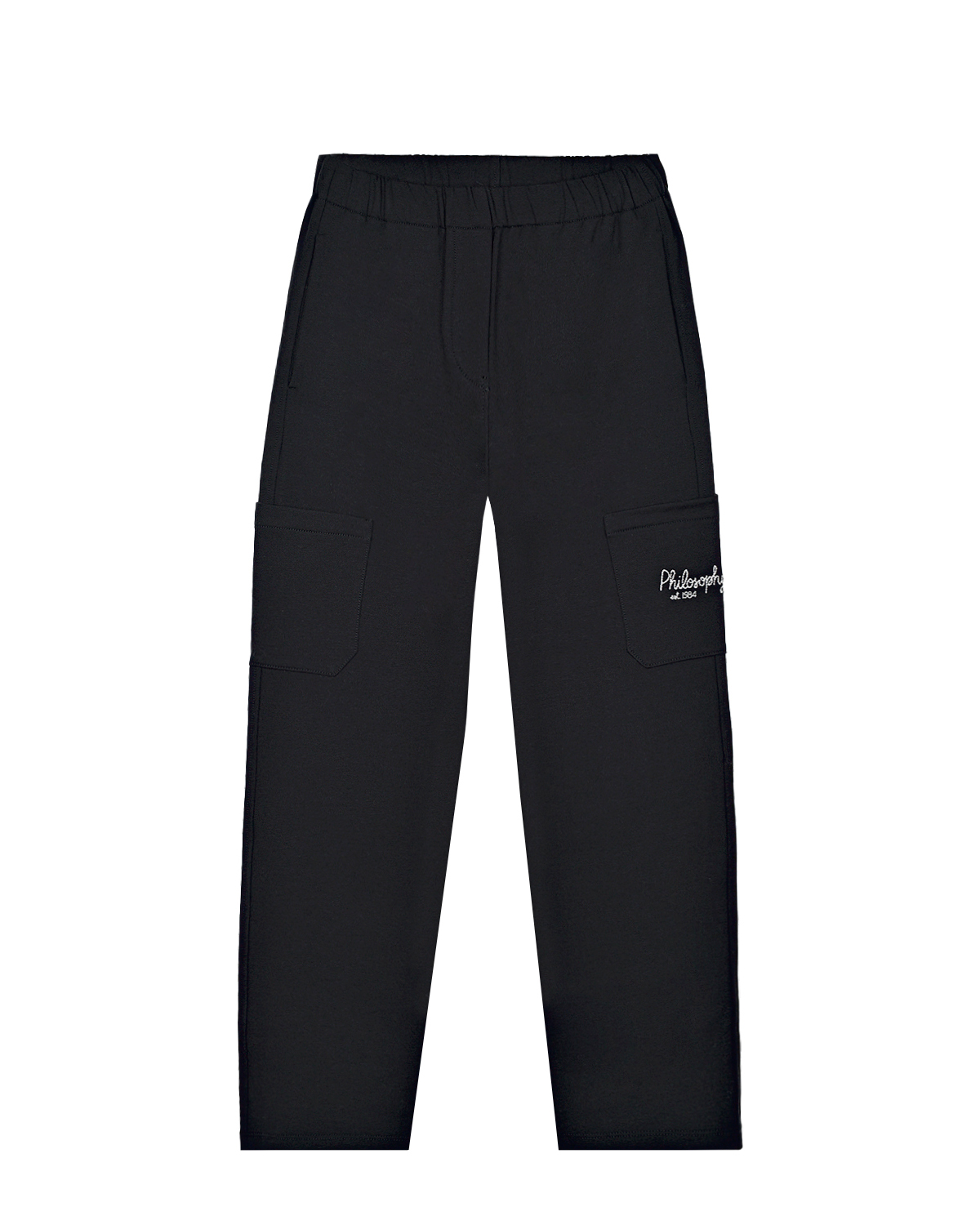 Черные спортивные брюки с накладным карманом Philosophy di Lorenzo Serafini Kids детские, размер 164, цвет черный - фото 1