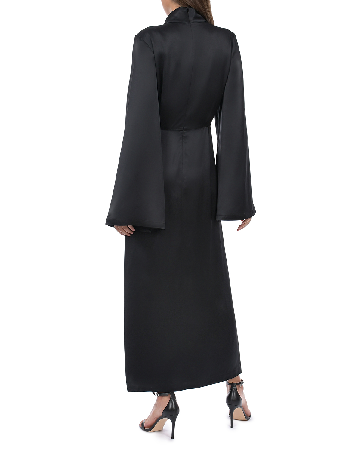 Черное платье с длинными расклешенными рукавами ROHE, размер 44, цвет черный - фото 4