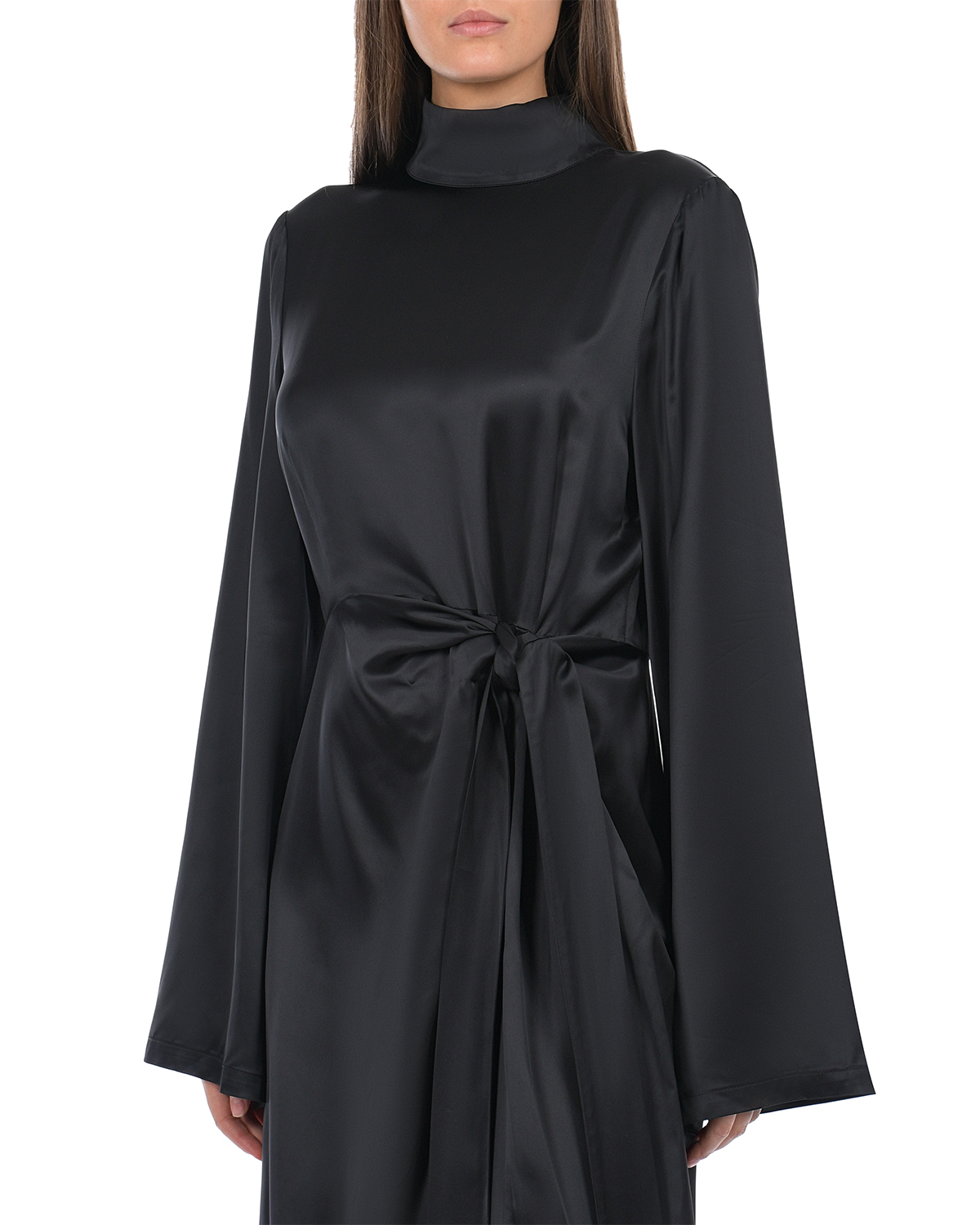 Черное платье с длинными расклешенными рукавами ROHE, размер 44, цвет черный - фото 7