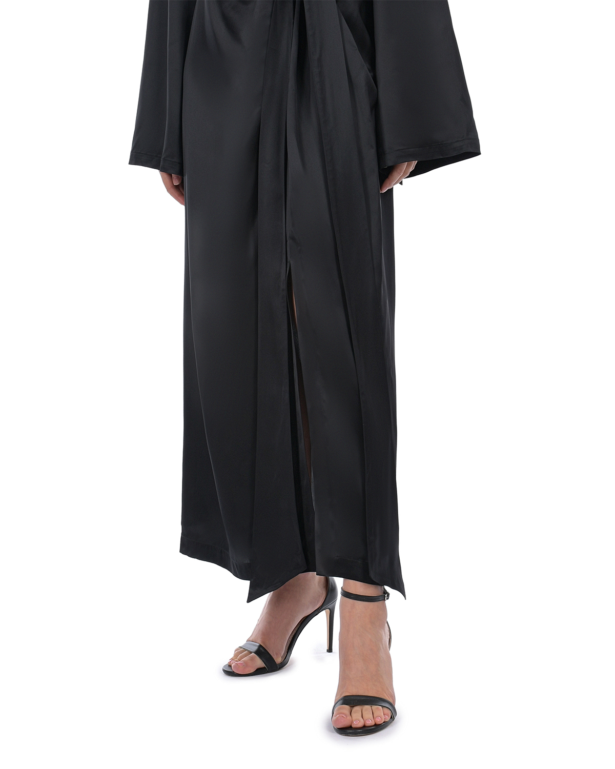 Черное платье с длинными расклешенными рукавами ROHE, размер 44, цвет черный - фото 9