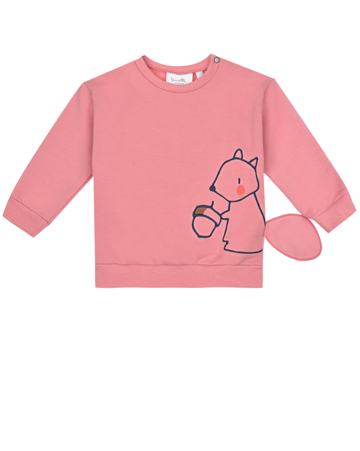 Розовый свитшот с декором "белка" Sanetta Kidswear детский