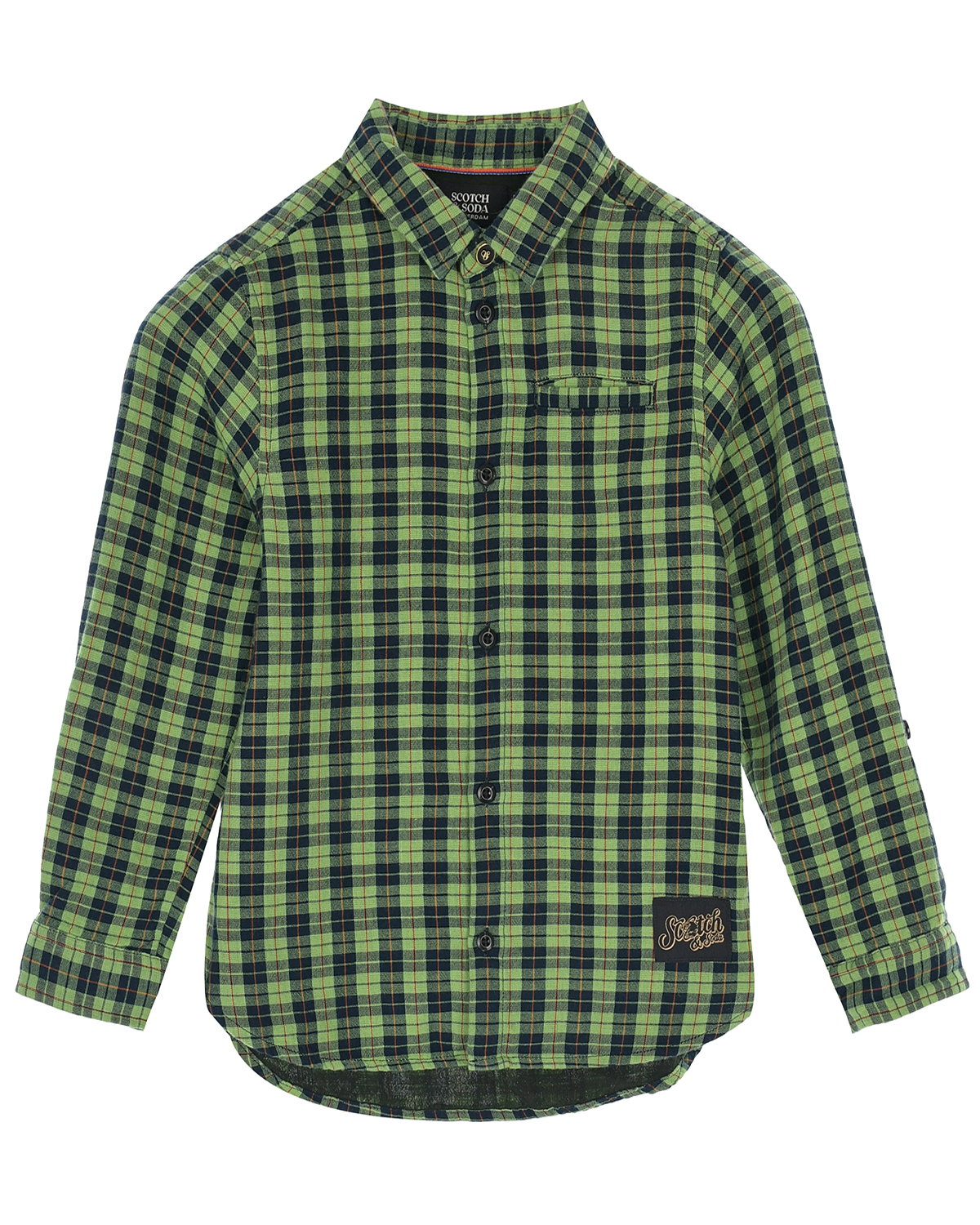 Рубашка в черно-зеленую клетку Scotch&Soda детская, размер 116, цвет мультиколор - фото 1