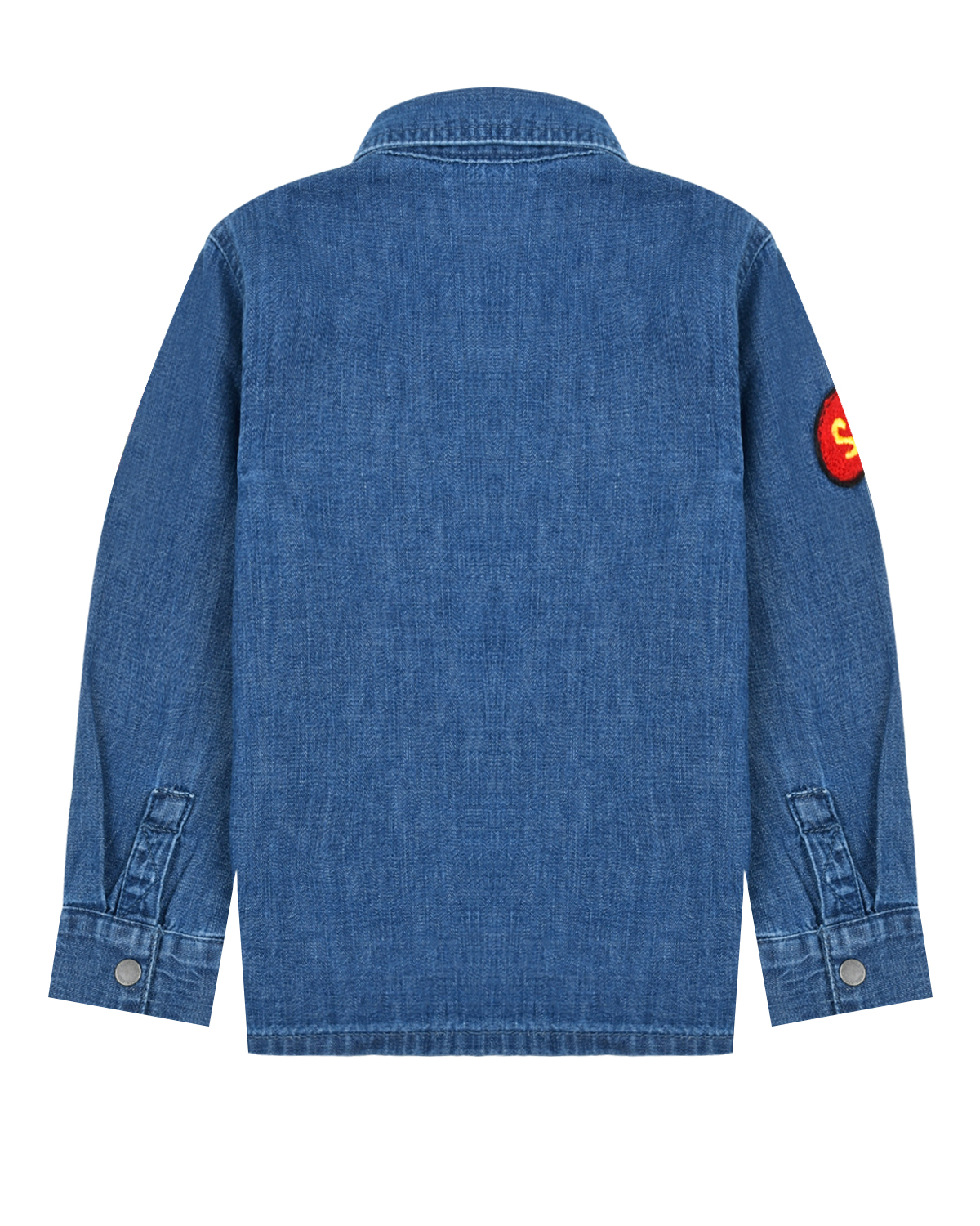 Синяя джинсовая рубашка с аппликациями Stella McCartney детская, размер 80, цвет синий - фото 2