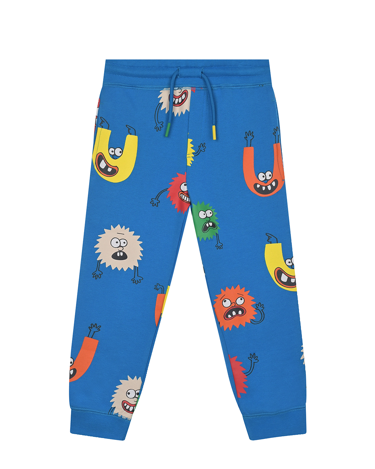Синие спортивные брюки с принтом "смайлы" Stella McCartney детские, размер 98, цвет синий - фото 1