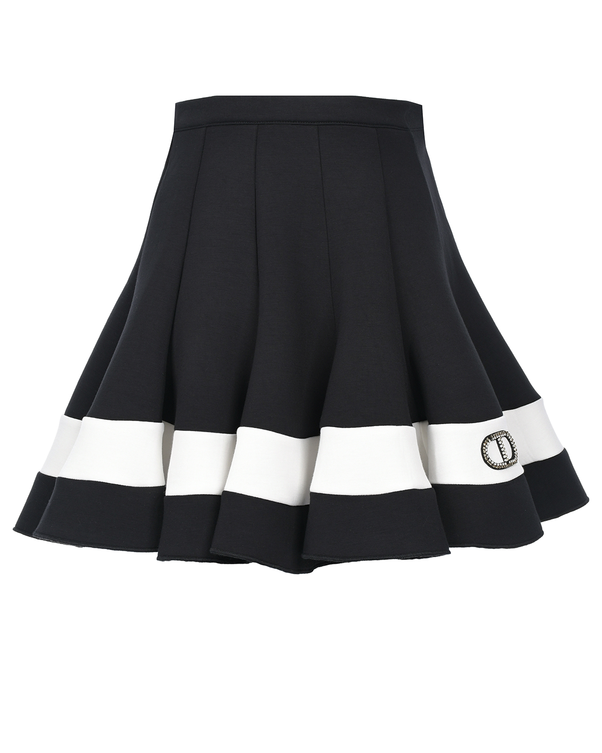 Расклешенная юбка с отделкой белой полосой TWINSET детская, размер 128, цвет черный - фото 1