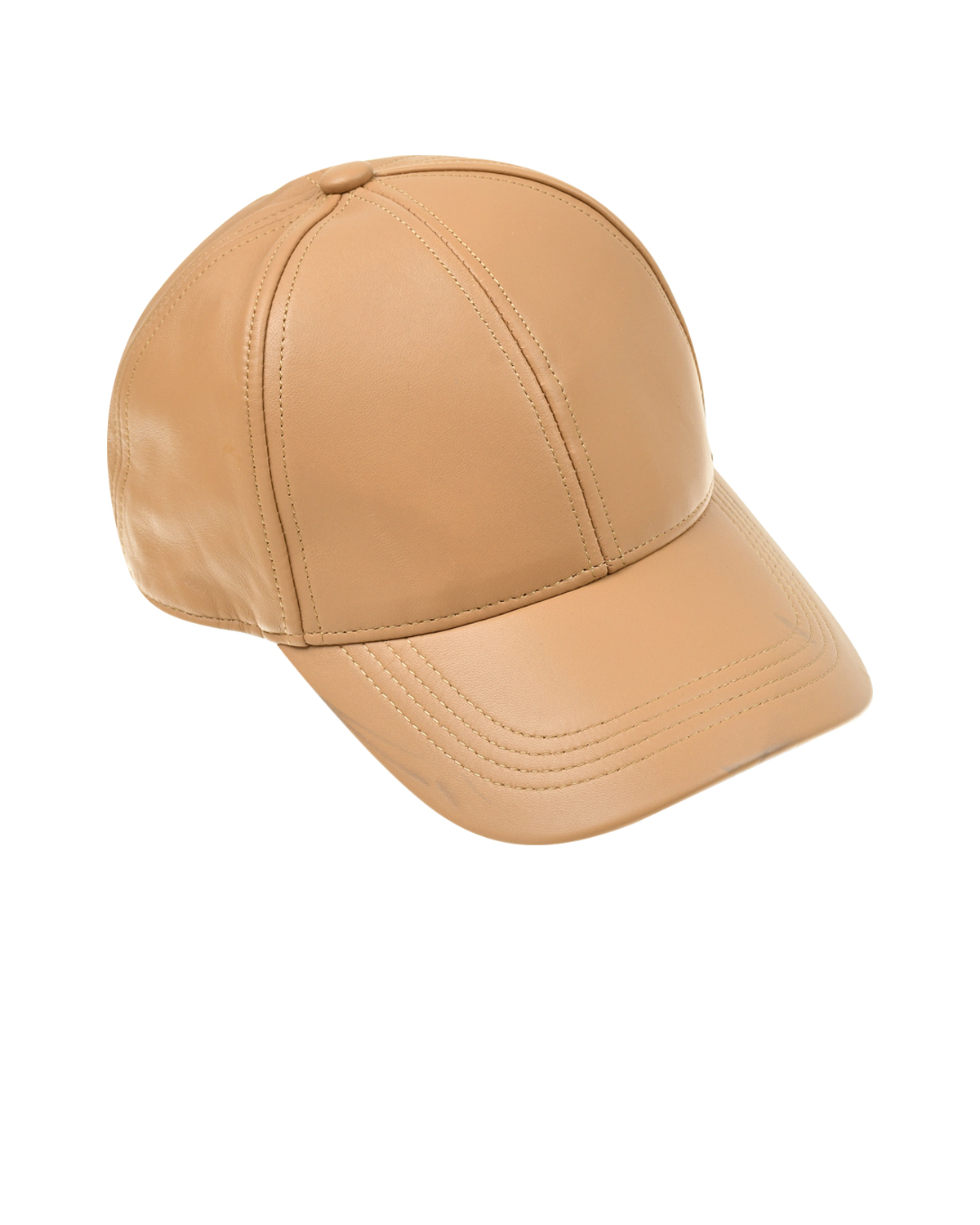 Бежевая кожаная кепка Yves Salomon, размер unica, цвет бежевый