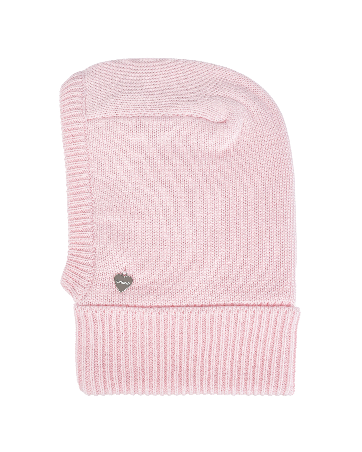 Шерстяная шапка-шлем с подвеской в форме сердечка Il Trenino детская, размер 53, цвет розовый