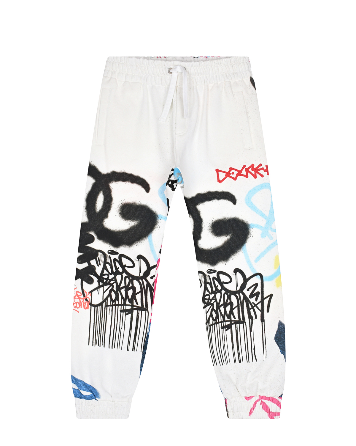 Белые спортивные брюки с принтом "граффити" Dolce&Gabbana детские, размер 104, цвет белый