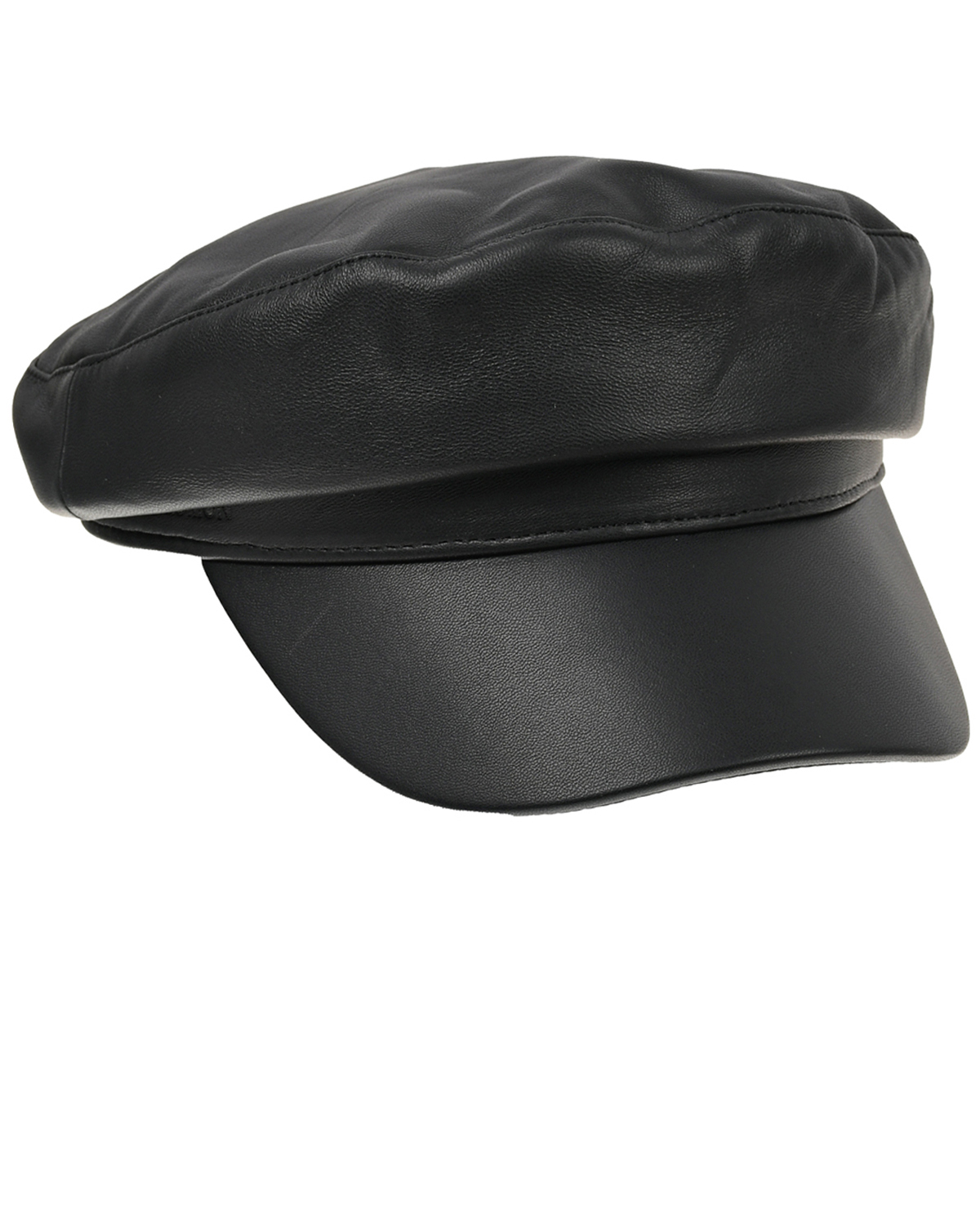 Черная кепка из натуральной кожи Yves Salomon, размер unica, цвет черный