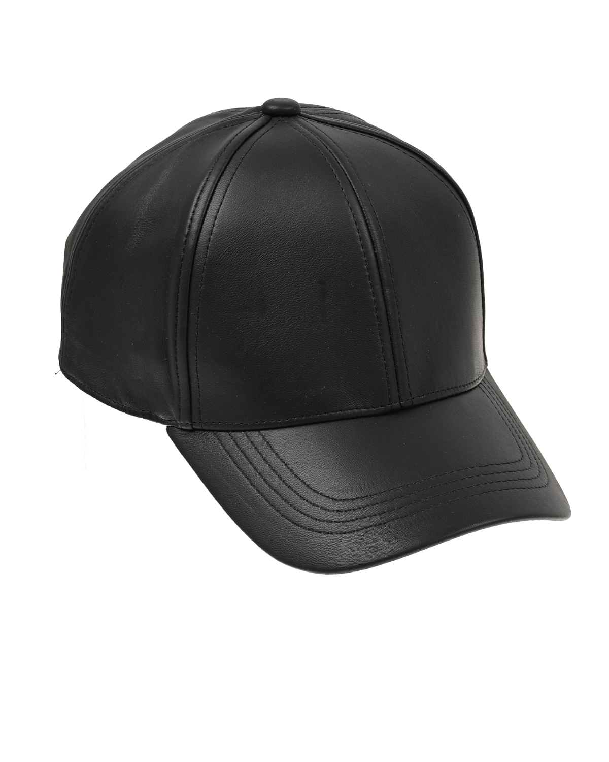 Черная кепка из натуральной кожи Yves Salomon, размер unica, цвет черный