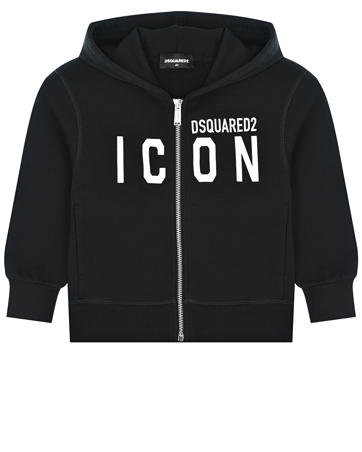 Черная спортивная куртка с принтом "ICON" Dsquared2 детская, размер 104, цвет черный