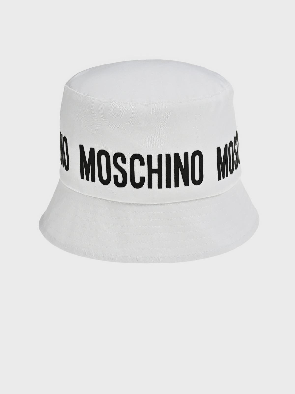 Панама с черным лого, белая Moschino