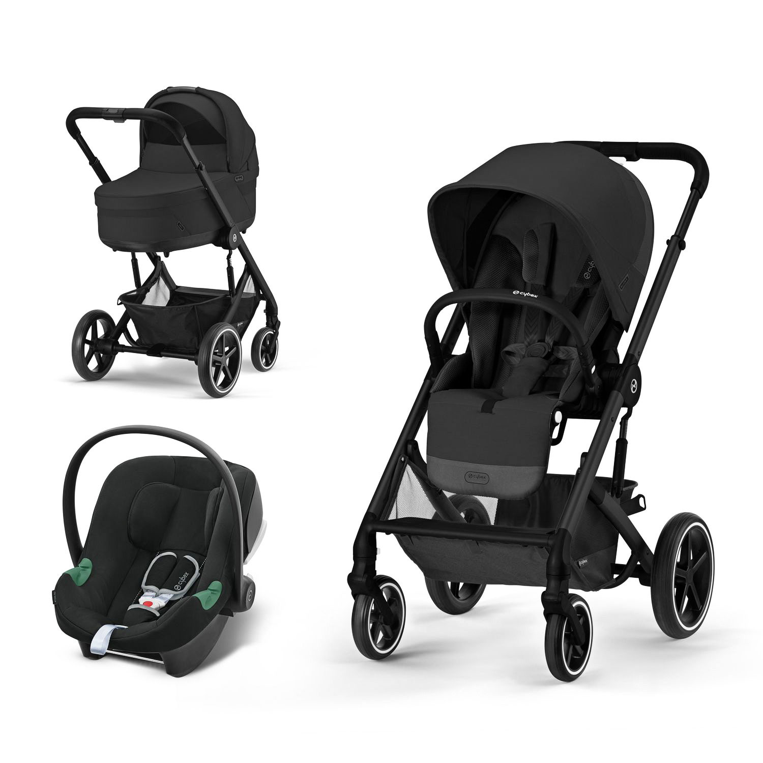 Коляска Balios S Lux BLK 3 в 1 цвет Moon Black, в комплекте со спальным блоком CYBEX