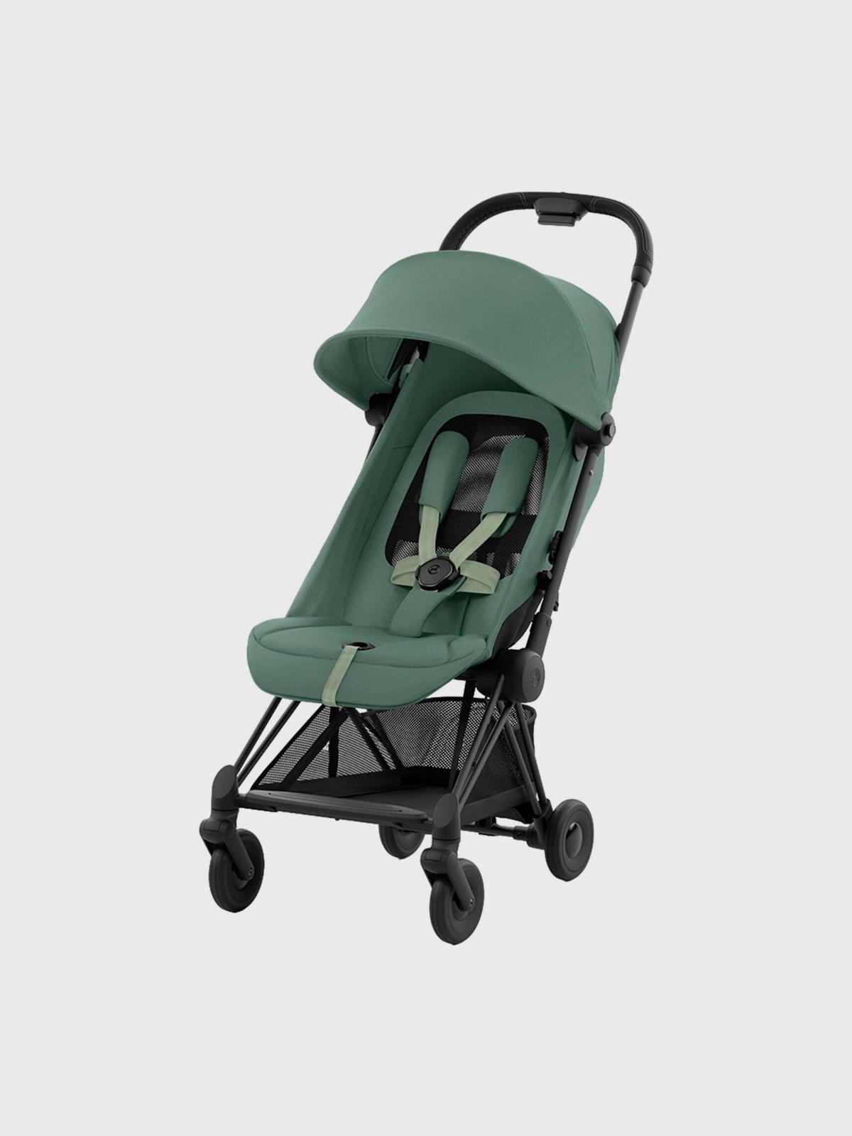 Коляска прогулочная Coya matt black leaf green с дождевиком CYBEX