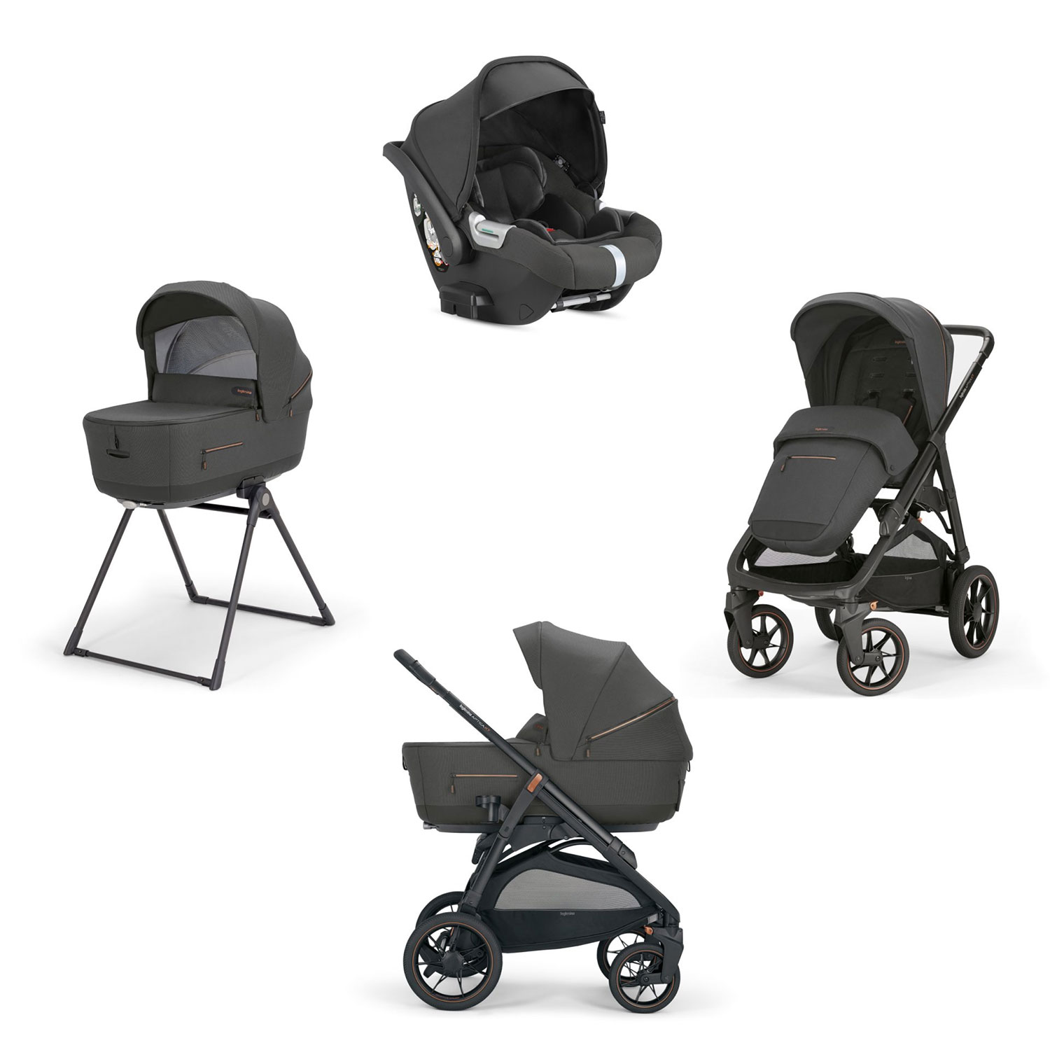 Коляска 3 В 1 Aptica Xt New с подставкой под люльку Stand Up Magnet Grey Inglesina