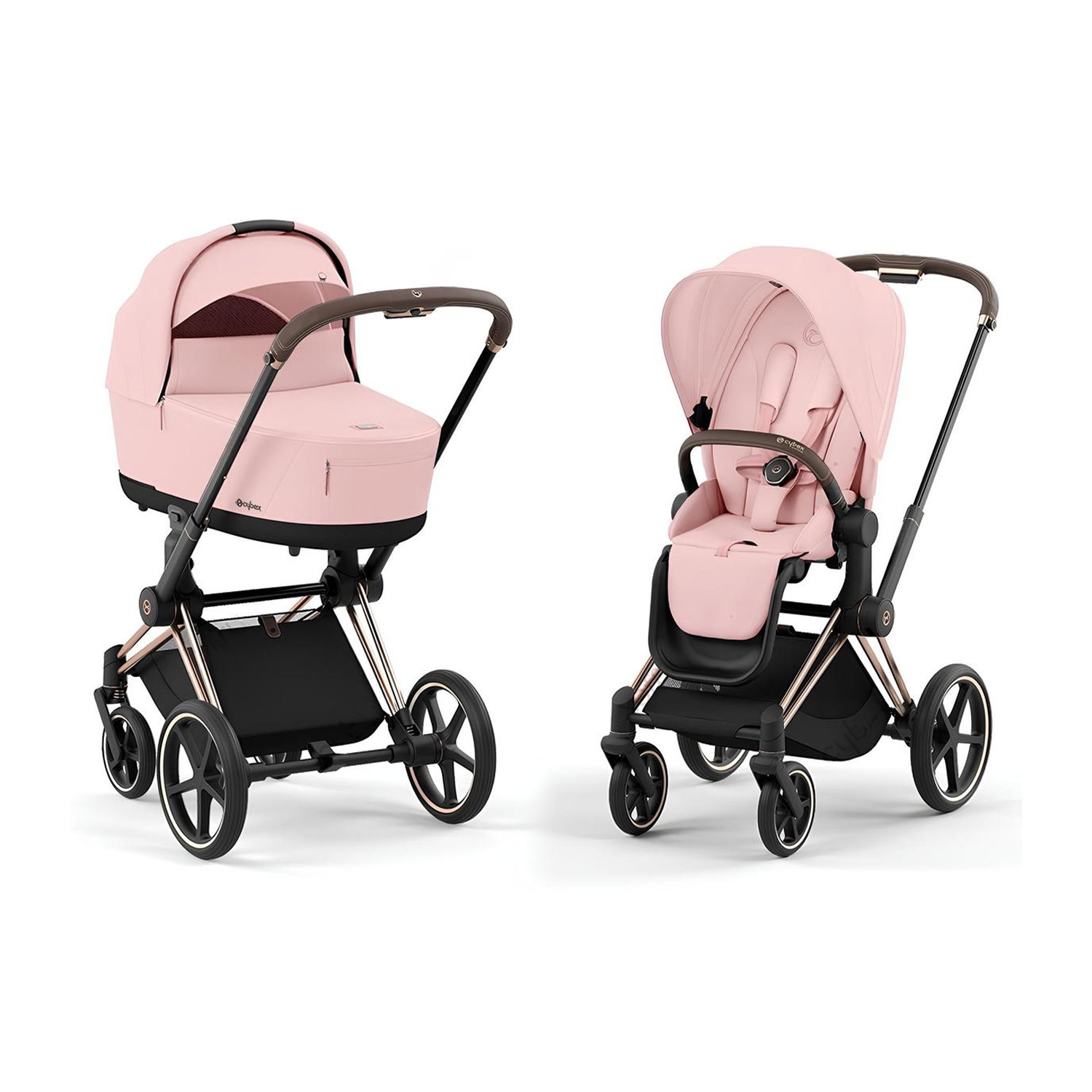 CYBEX Priam IV Rosegold 2 в 1 цвет Peach Pink в комплекте со спальным блоком Lux Carry Cot