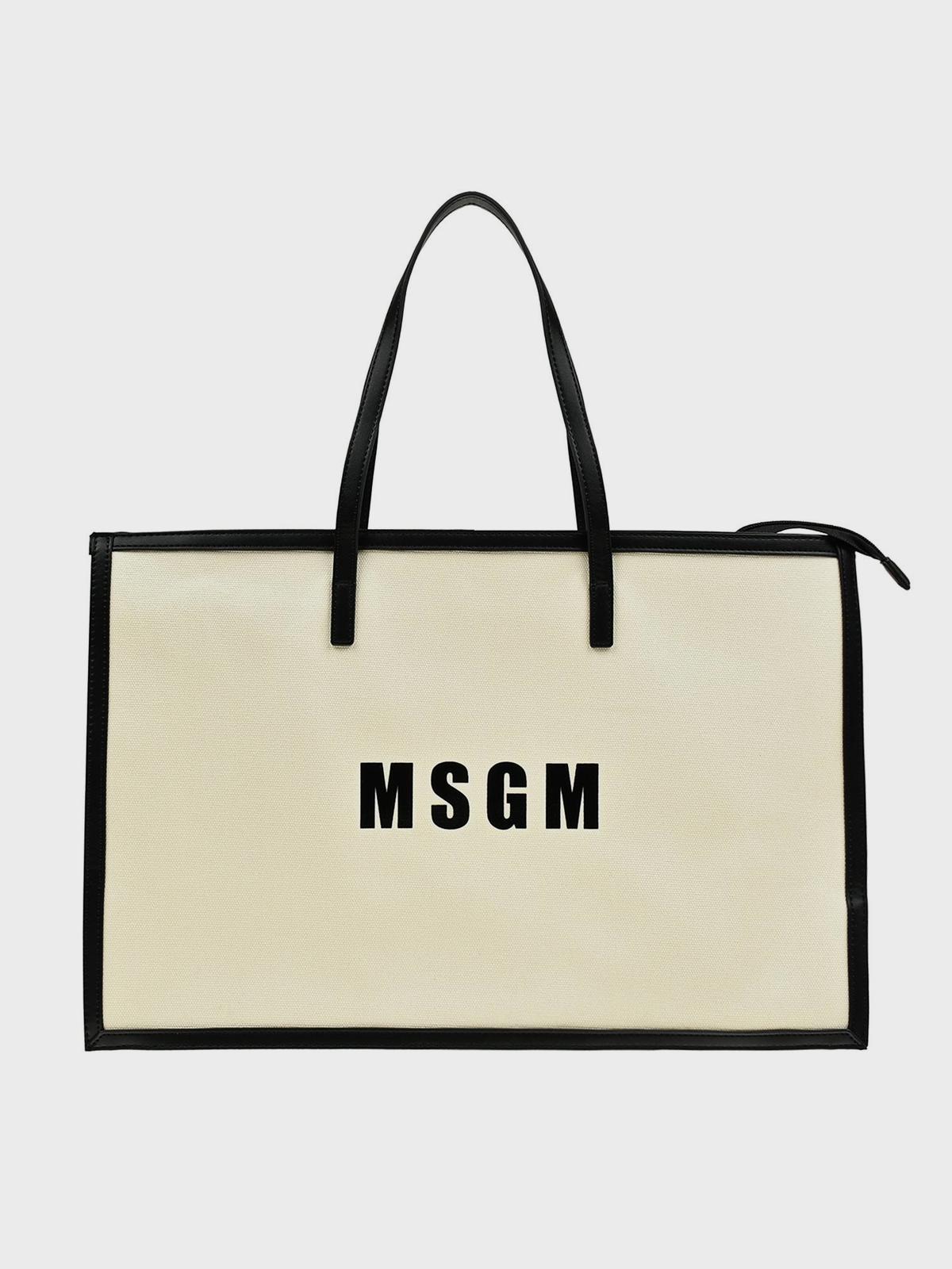 Сумка с черным кантом, бежевая MSGM