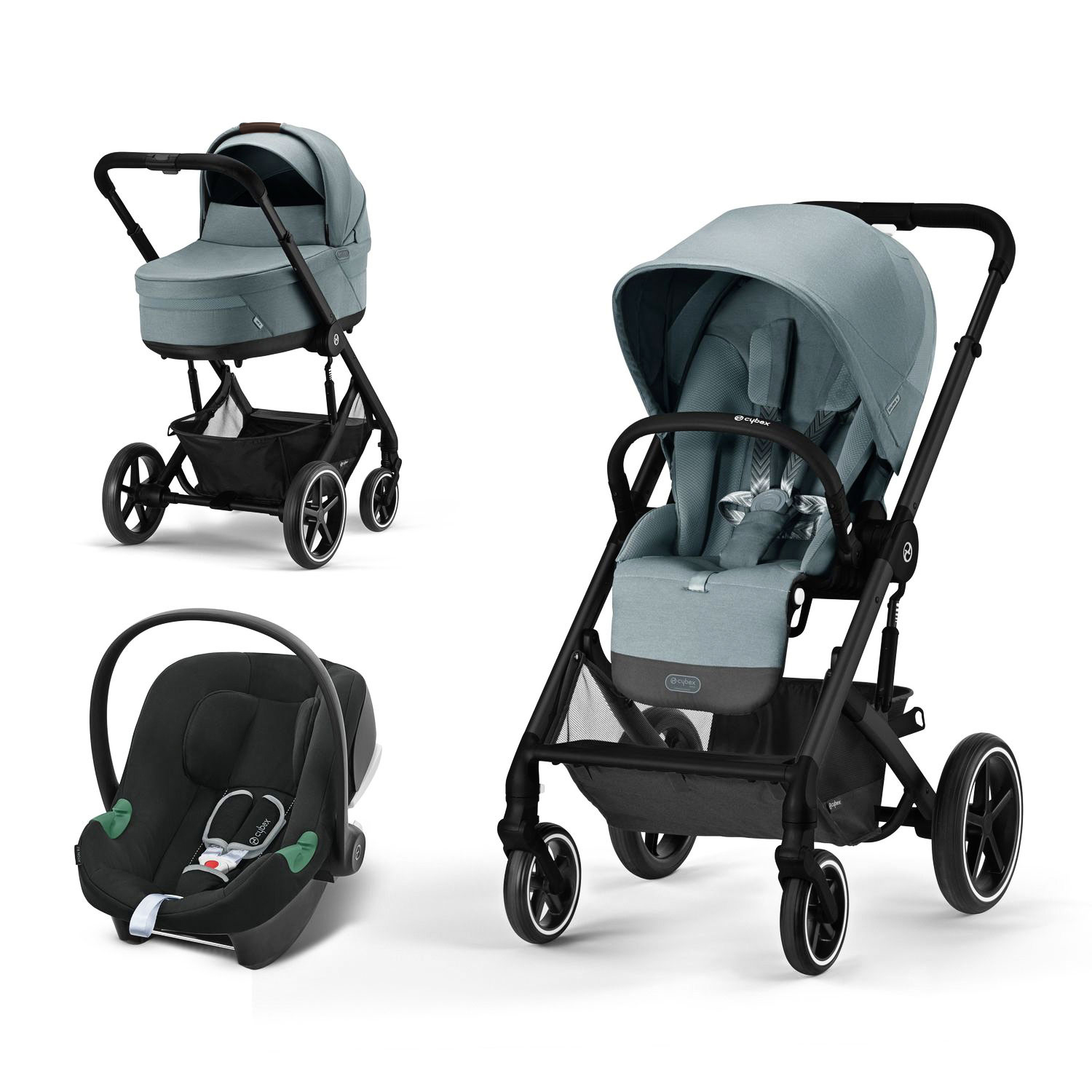 Коляска Balios S Lux BLK 3 в 1 цвет Sky Blue, в комплекте со спальным блоком CYBEX