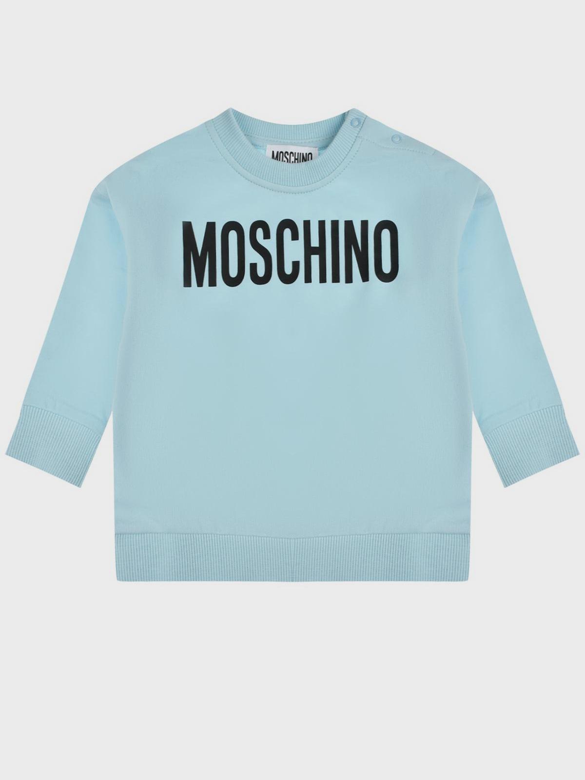 Свитшот с черным лого, голубой Moschino